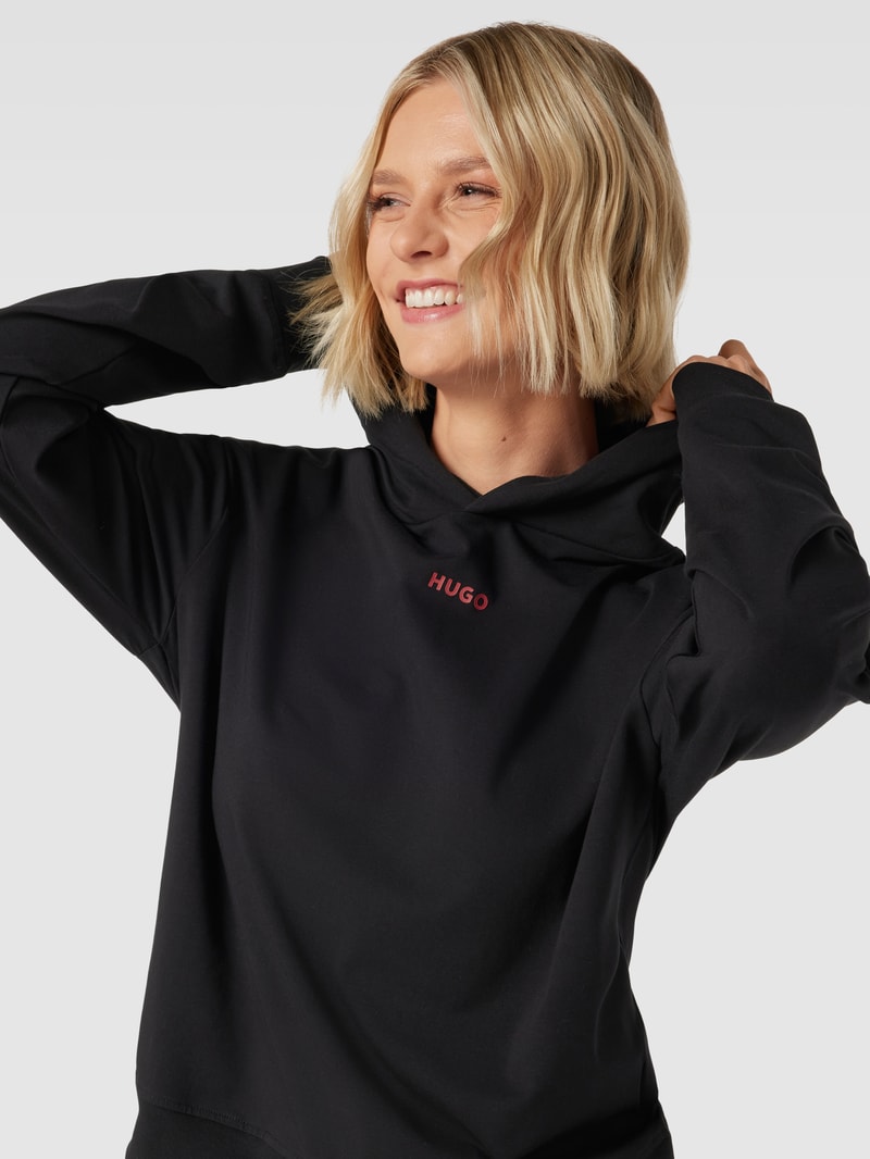Hoodie mit Label-Print Modell 'SHUFFLE' in schwarz