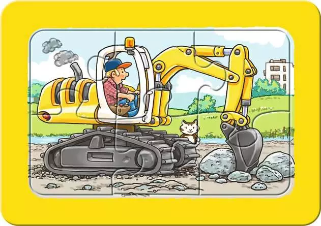 Kinderpuzzle ab 2 Jahren - Bagger, Traktor und Kipplader - 6 Teile