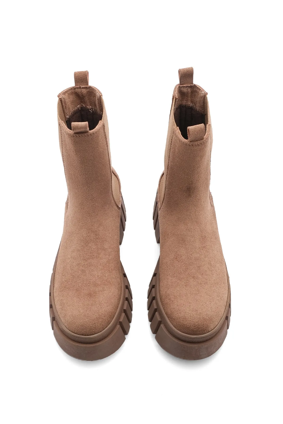 Marjin  Damen-Tagesstiefel mit elastischen Seitenbändern und dicker Sohle aus braunem Martes-Wildleder