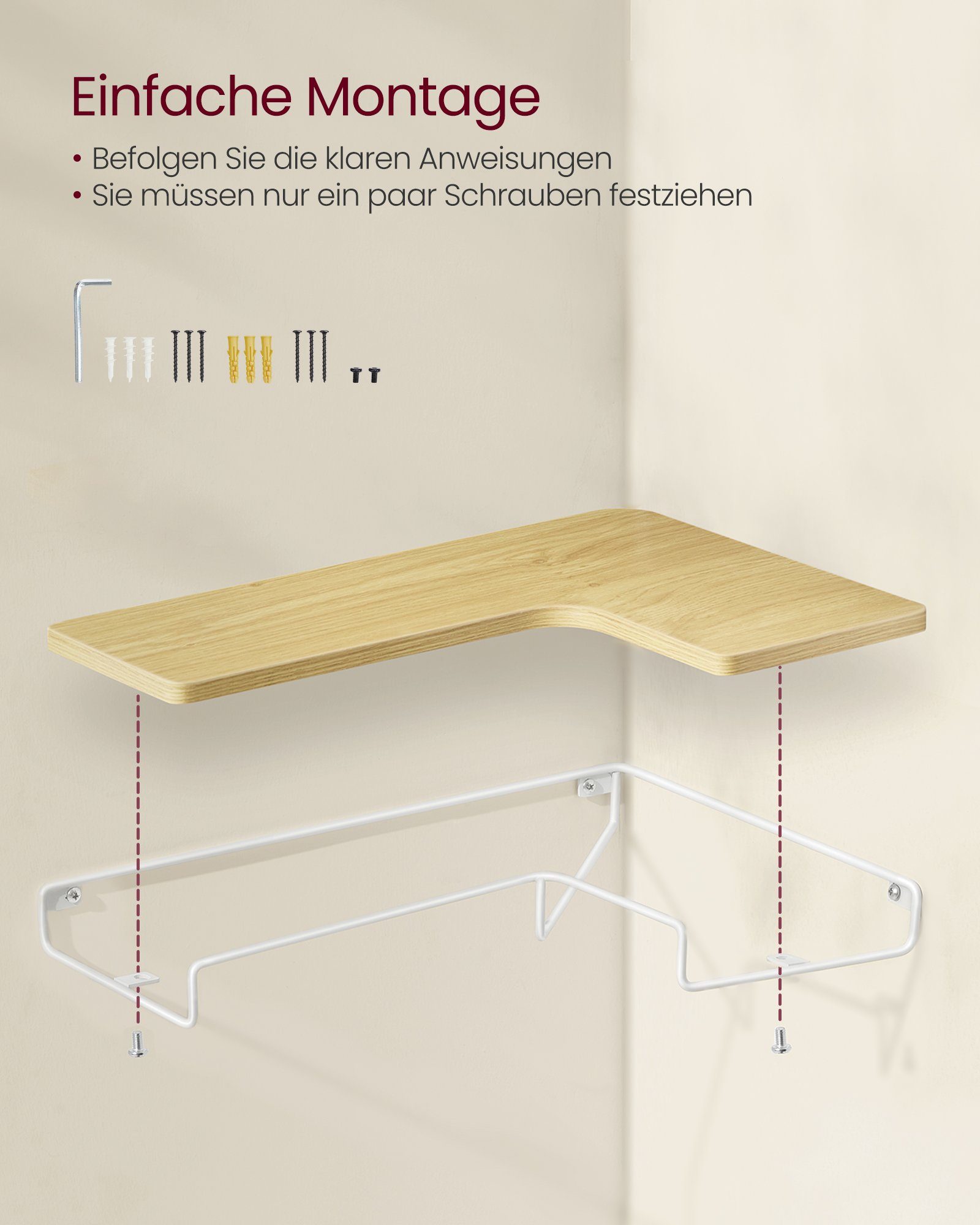 VASAGLE Eckregal Wandregal, L-förmiges Eckregal, 2er Set, Industrie-Design
