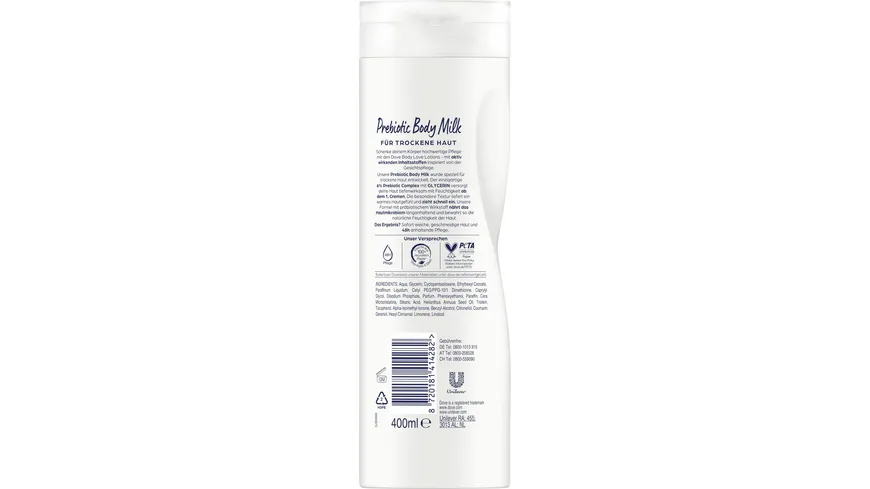Dove Prebiotic Body Milk mit Glycerin 400 ml