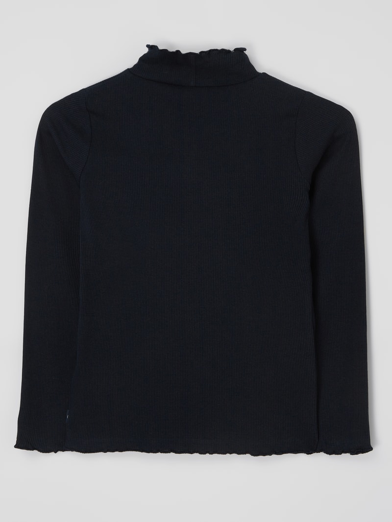 Longsleeve mit Stehkragen in marineblau