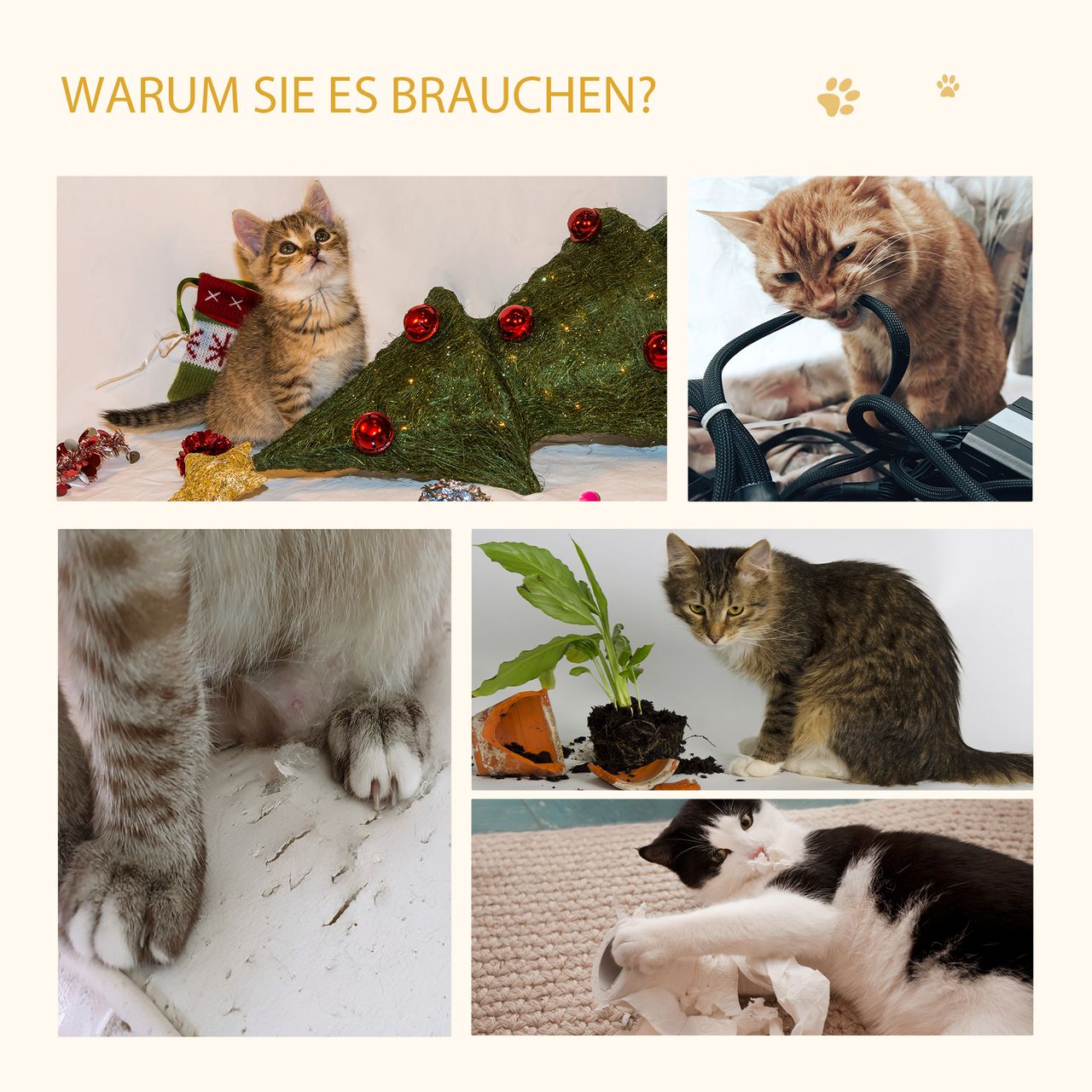 PawHut Kratzbaum mit Katzenhöhle 2 weichen Kissen Katzenbaum Katzenbett Sisal