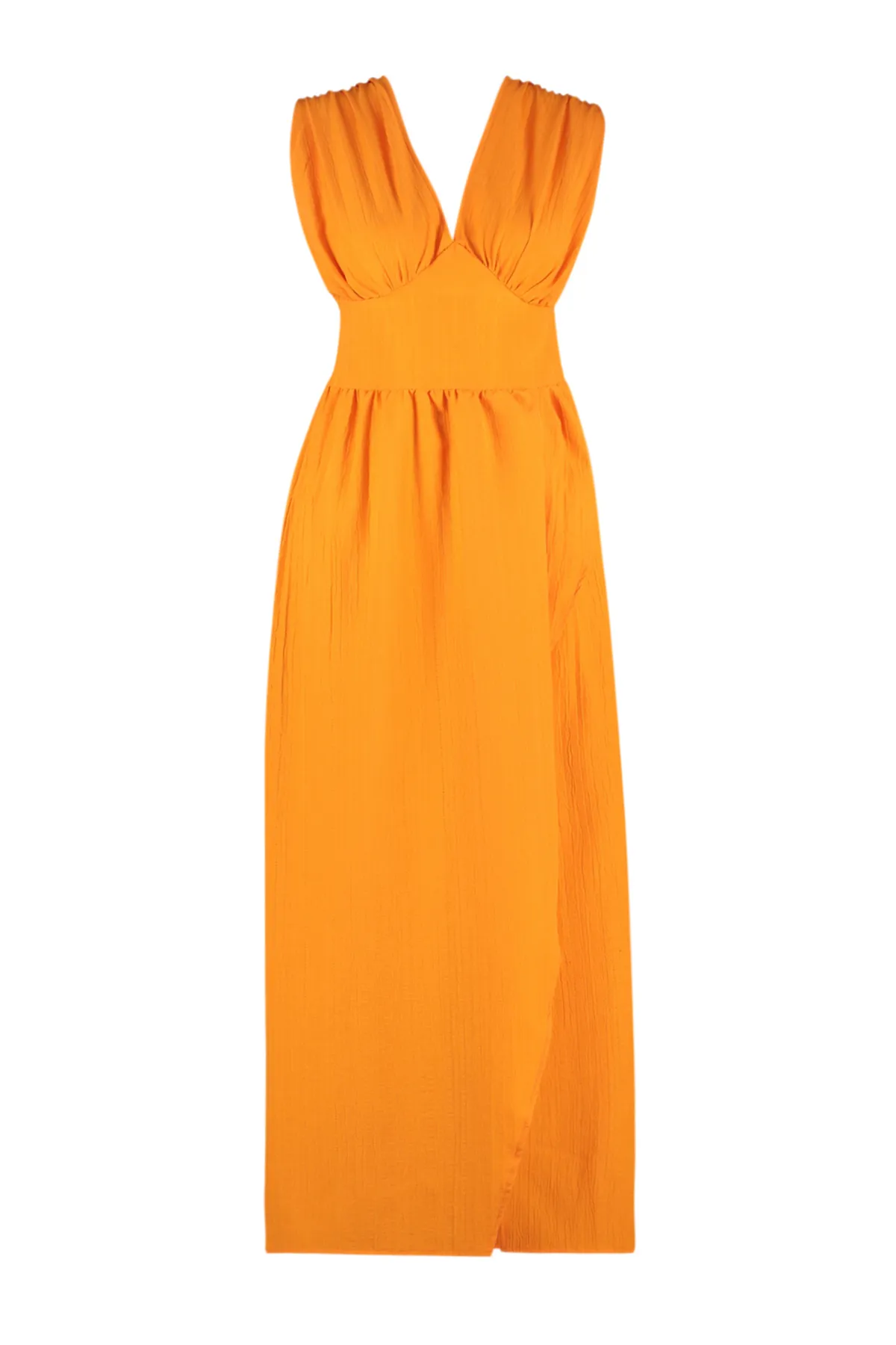 Trendyol Collection  Orangefarbenes Maxi-Strandkleid mit gewebtem Schlitz TBESS24EL00063