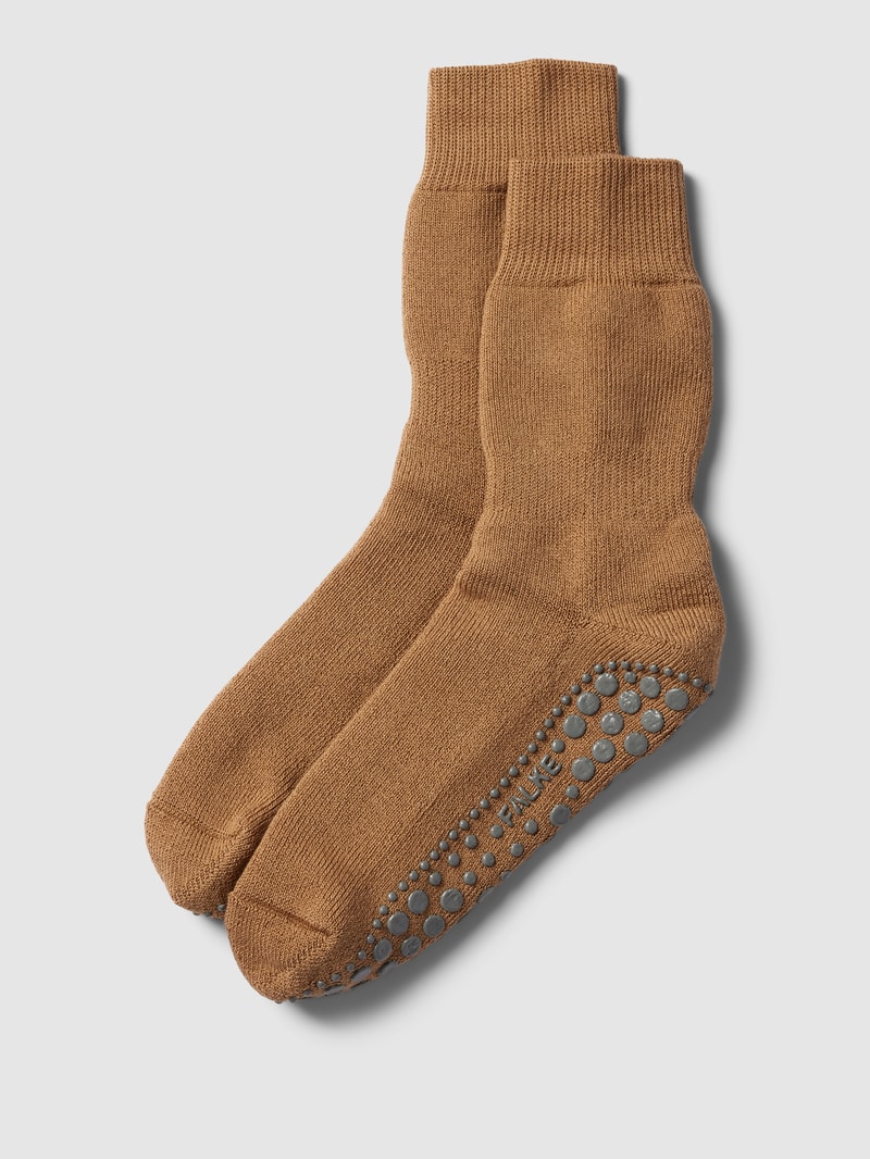 Socken mit rutschfester Sohle in camel
