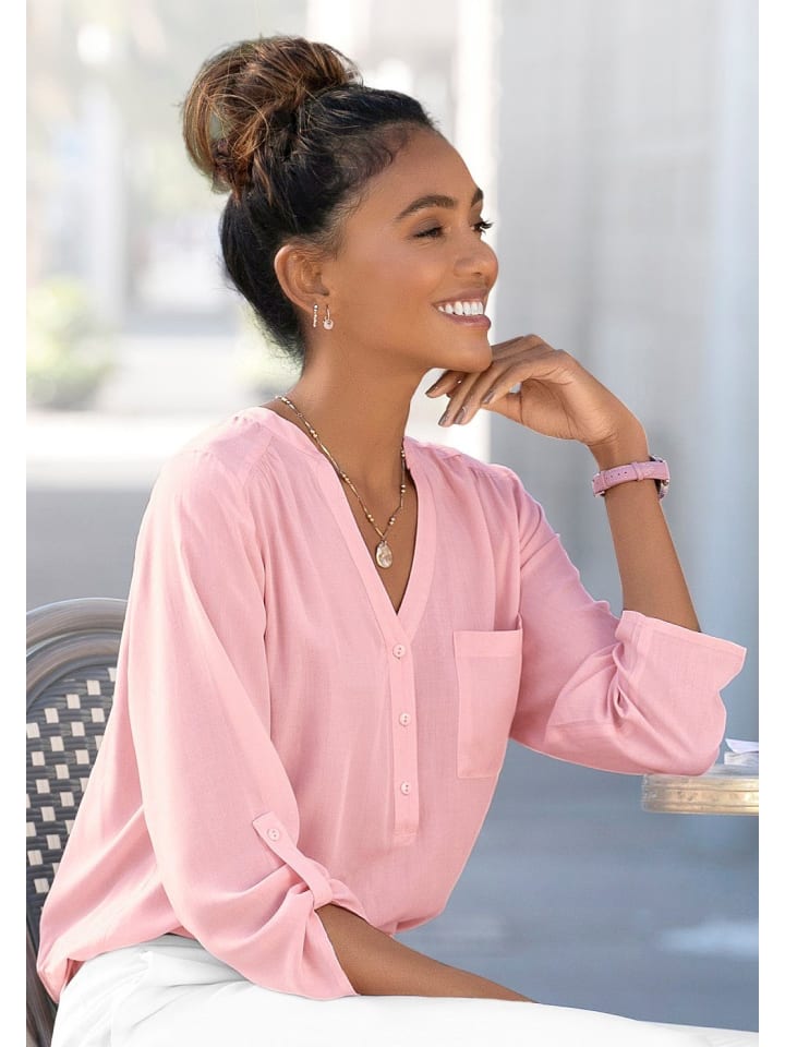 LASCANA Schlupfbluse in rosa günstig kaufen