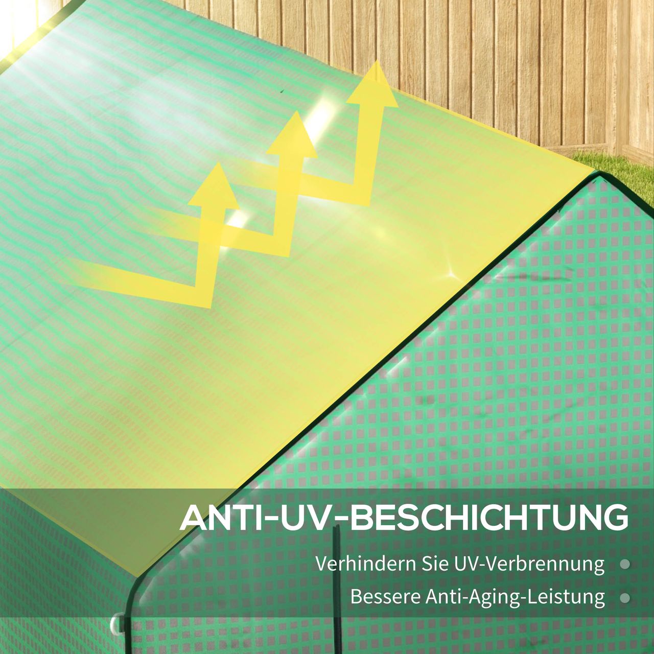 Outsunny Ersatzfolie Gewächshausfolie mit UV-Schutz, Seitenfenster, Rolltür Grün
