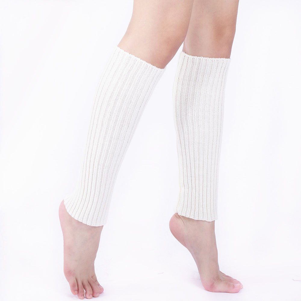 CTGtree Beinstulpen 2 Doppel Warm gestrickte Nylon Beinabdeckung rosa und weiß (4-St)