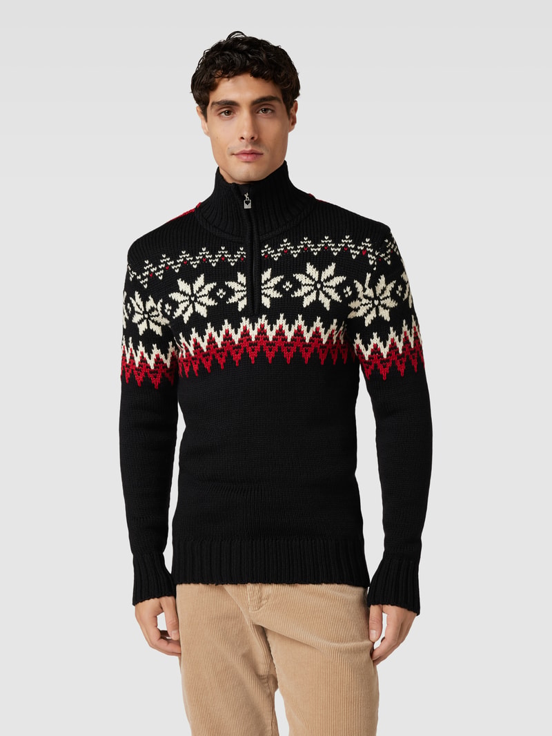 Strickpullover mit Stehkragen Modell 'Myking' in schwarz