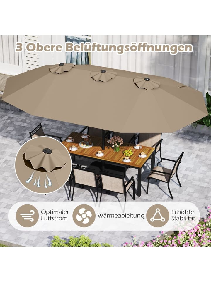 COSTWAY Doppelsonnenschirm mit Ständer 443 x 263 cm in Braun günstig kaufen onesize