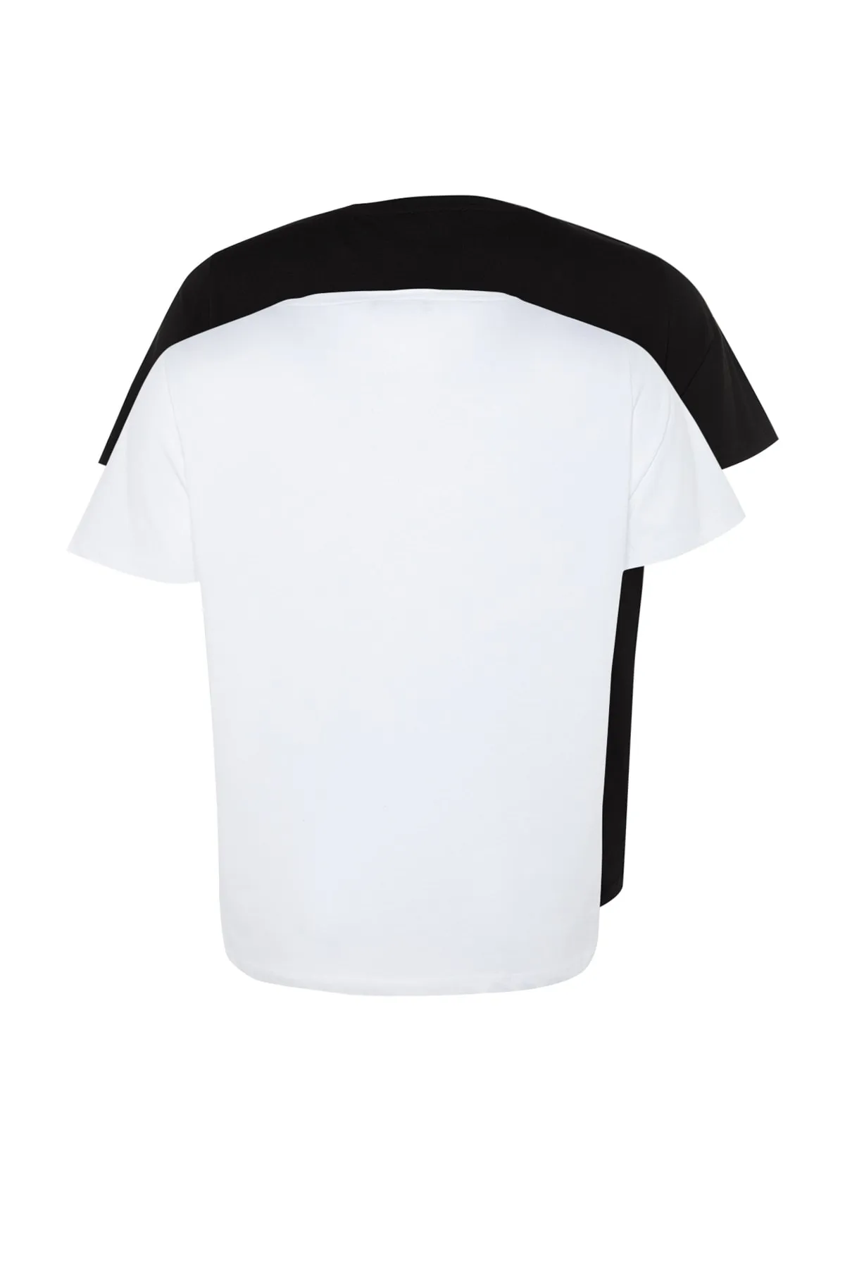 Trendyol Curve  Schwarz-weißes 2er-Pack Basic-Strick-T-Shirts TBSSS22TS0705