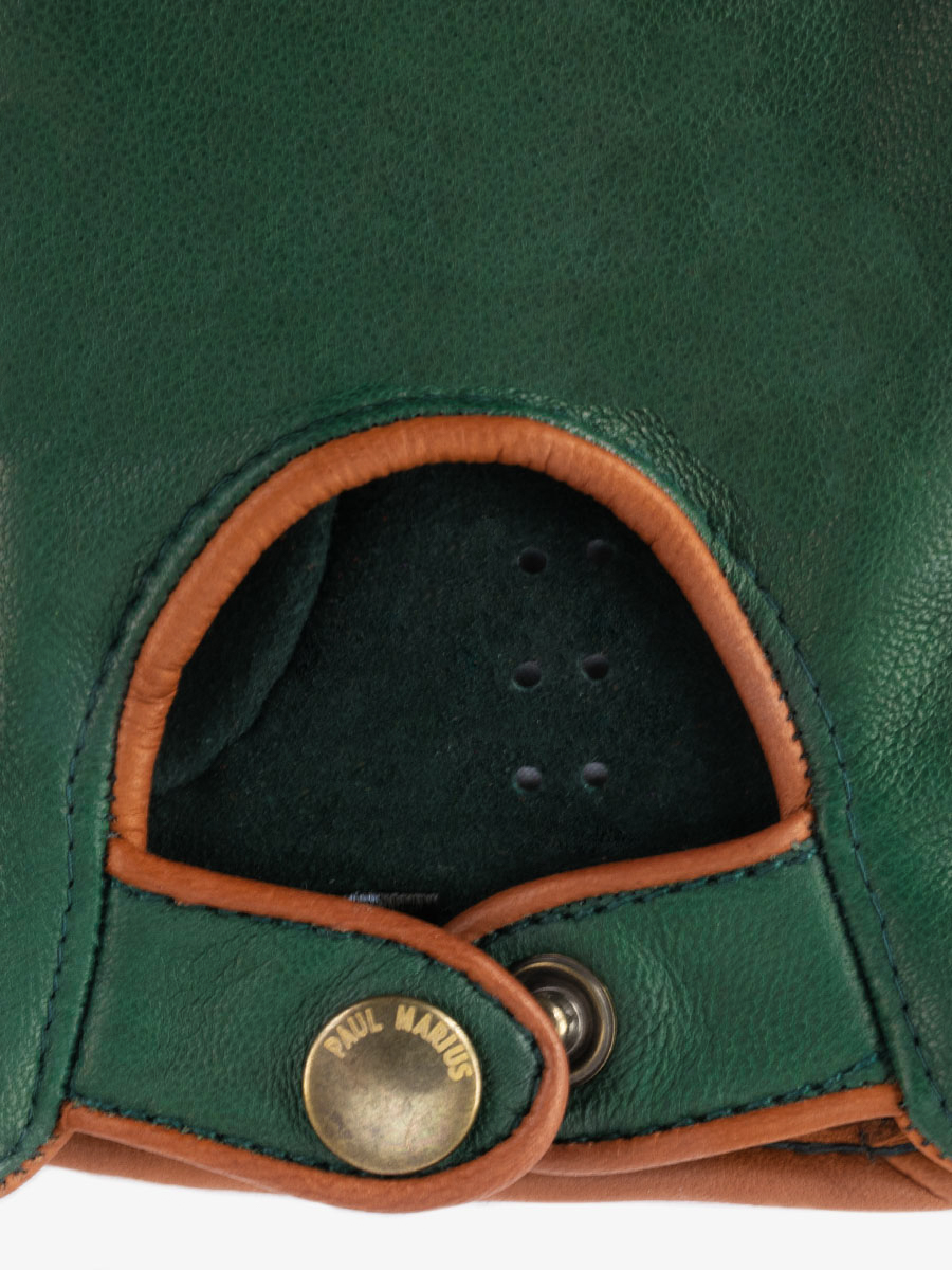 Gant Pilote Femme - Vert foncé / Naturel