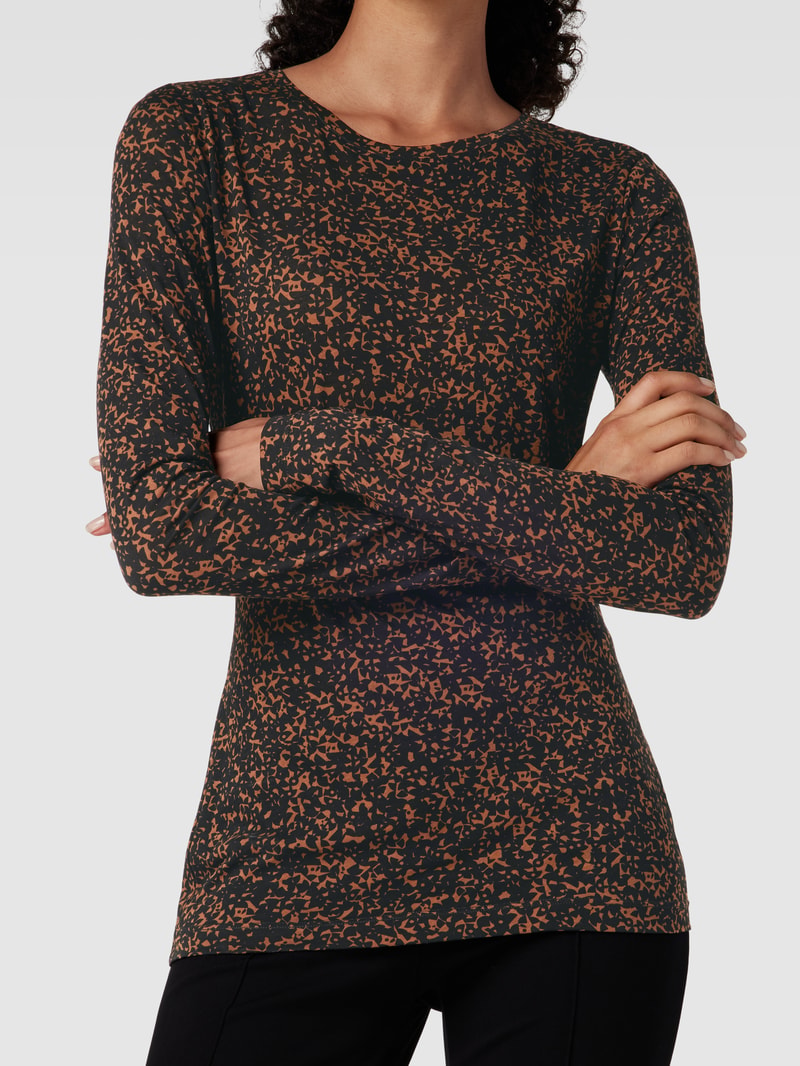 Longsleeve mit Allover-Muster Modell 'RICCAARDA' in mittelbraun