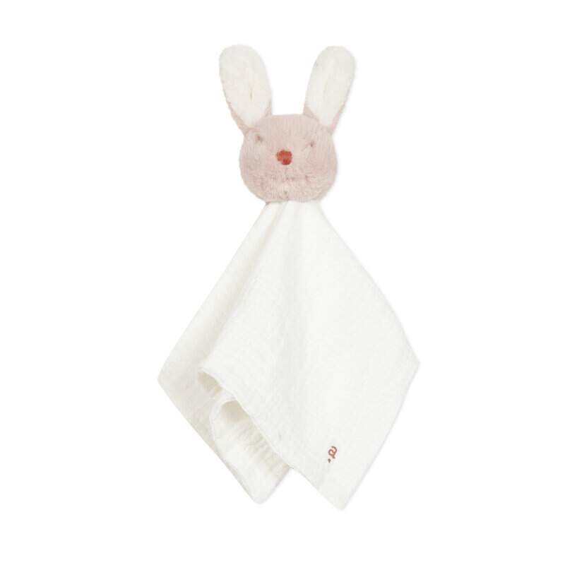 Doudou lapin en fausse fourrure et matière lange mixte Absorba