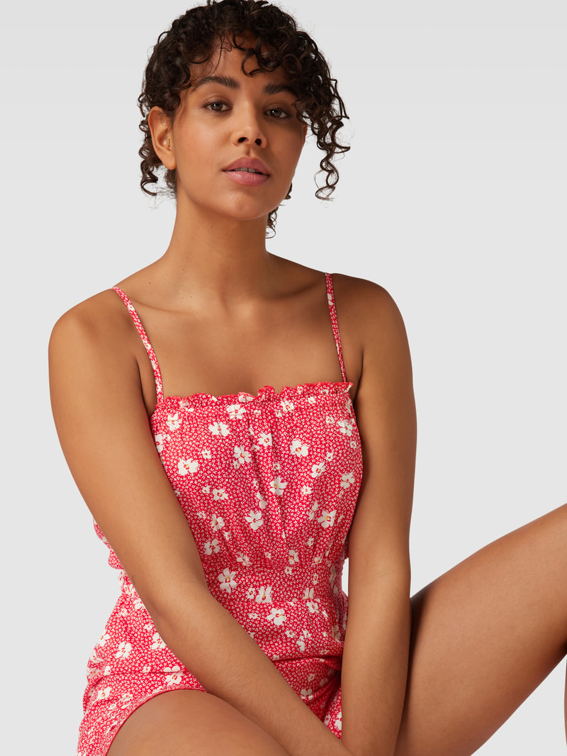 Playsuit mit Allover-Muster aus reiner Viskose Modell 'NOVA' in hellrot
