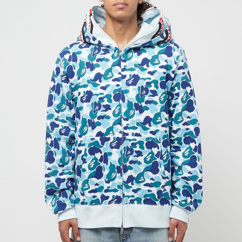 A Bathing Ape Abc Camo Double Shark Full Zip Hoodie blue