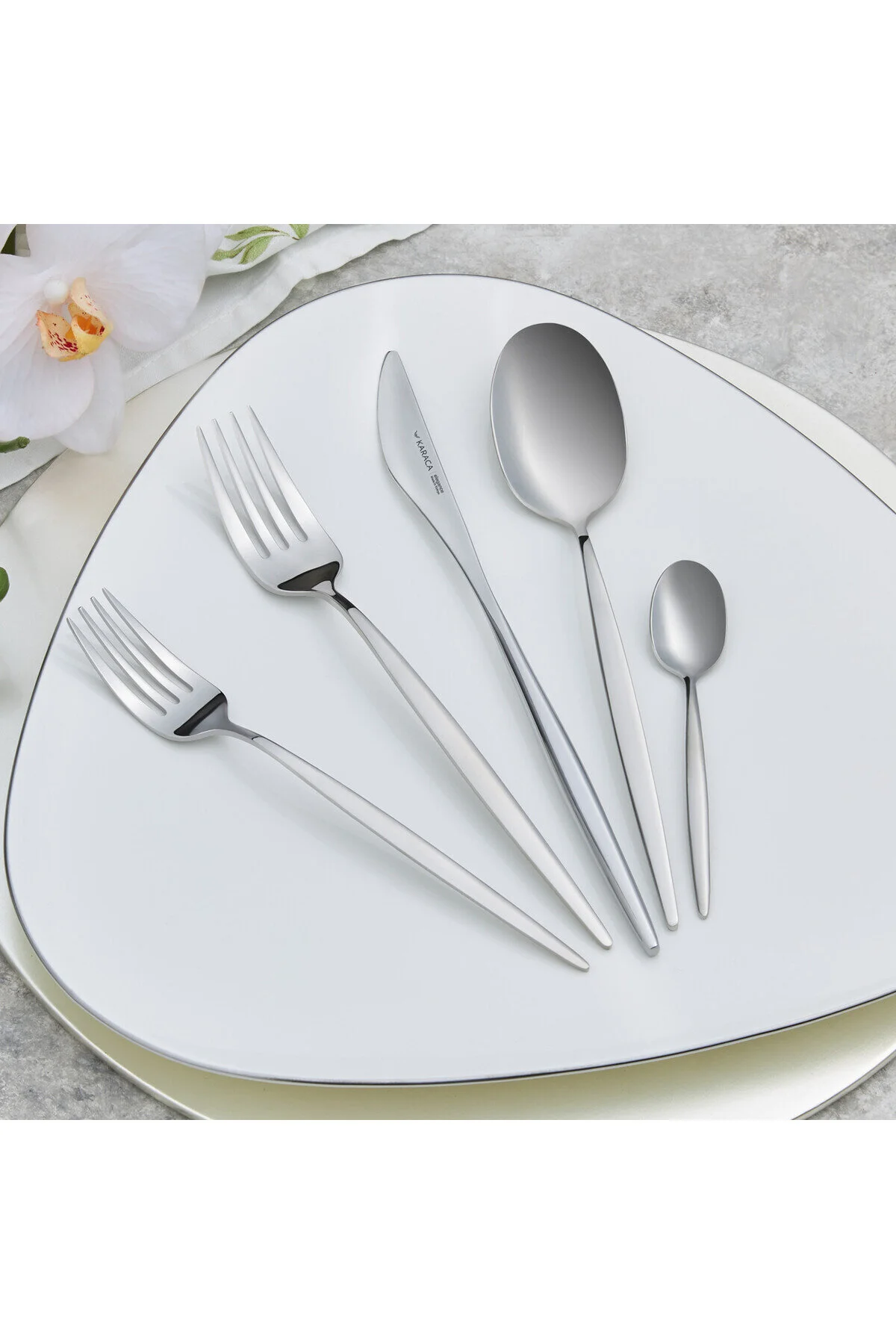 Karaca  Lizbon Besteckset mit Box Set 60-teilig, für 12 Personen, 18/10 Edelstahl Besteck-Set