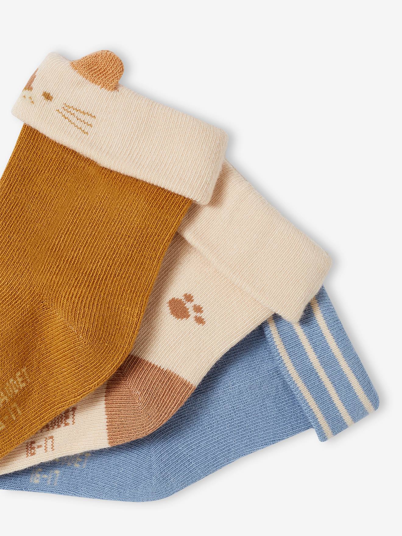 Vertbaudet 3er-Pack Baby Socken mit Tieren Oeko-Tex - graublau