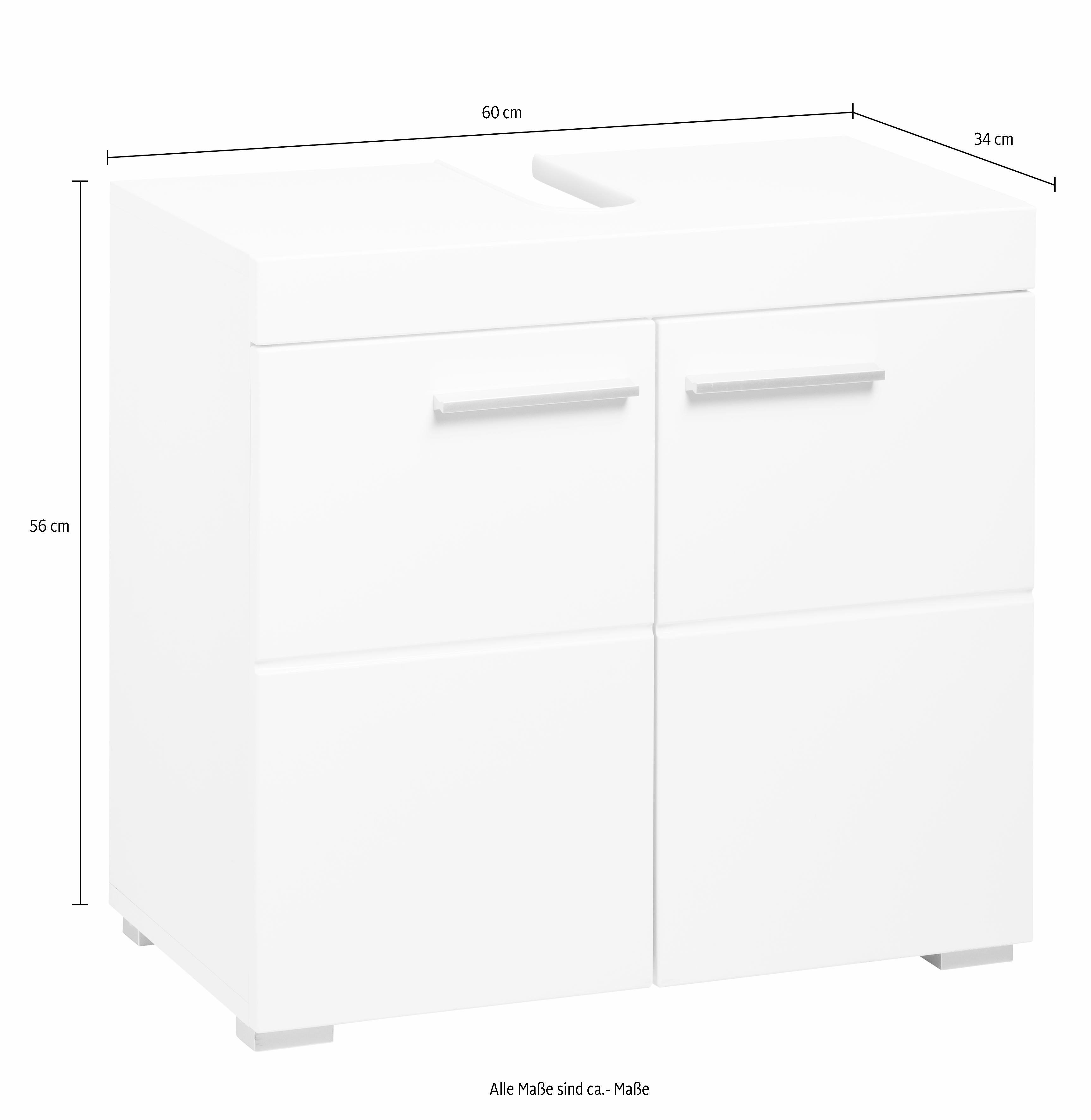 INOSIGN Waschbeckenunterschrank Avena Höhe 56 cm, Badezimmerschrank mit 2 Türen und Aussparung