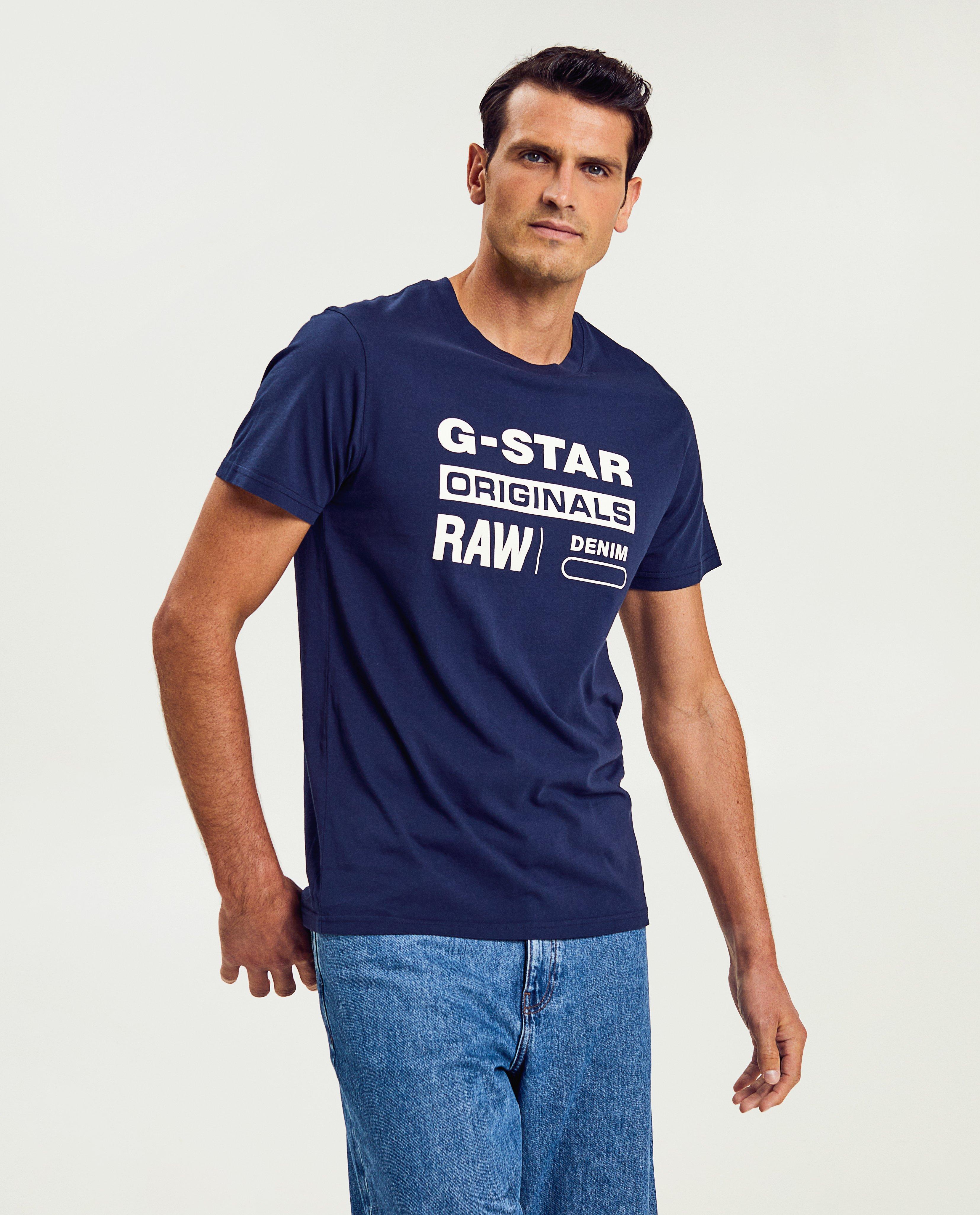 G-star feliratos férfi póló, sötétkék