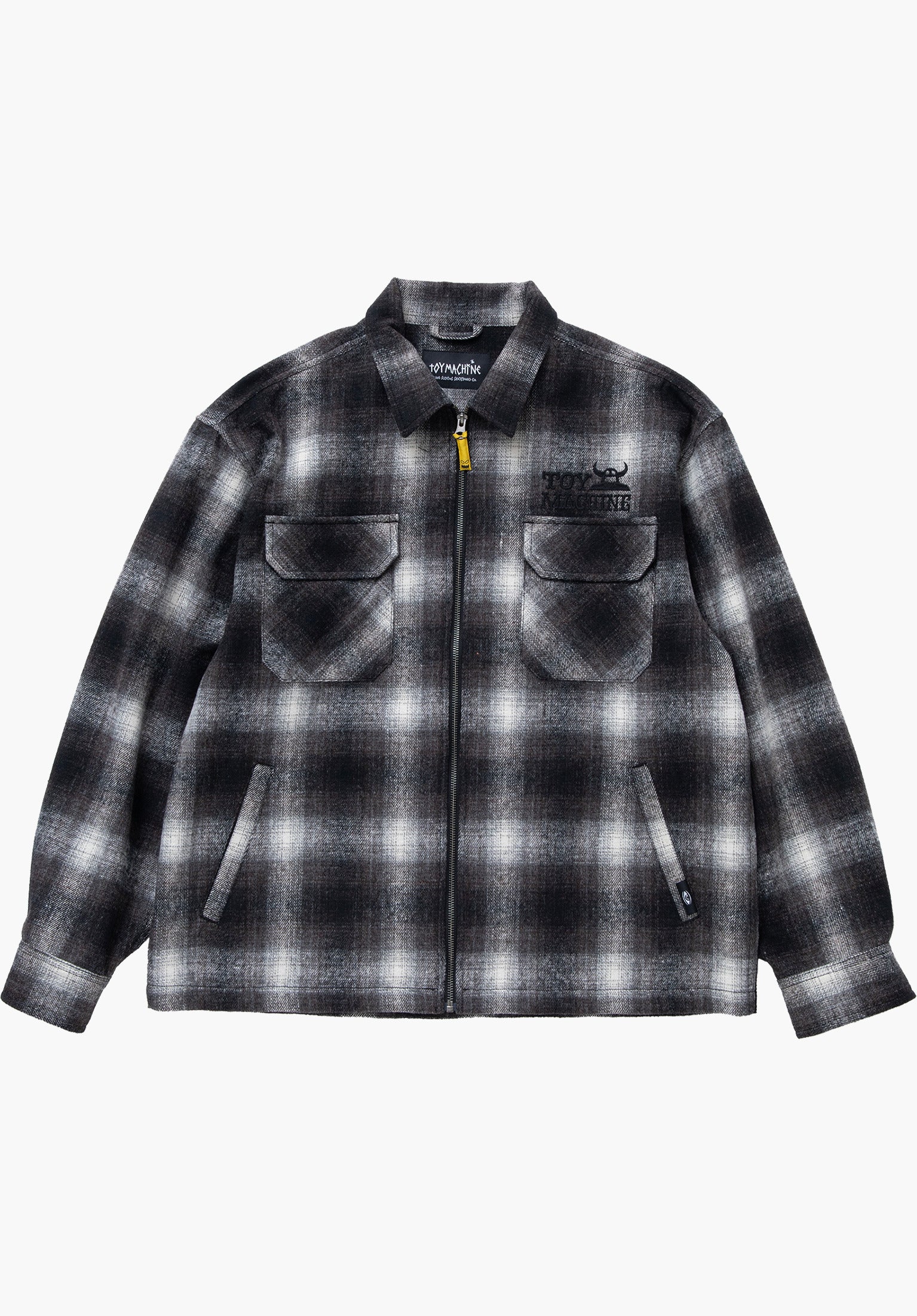 Sect Eye Patch Plaid Check Zip Shacket