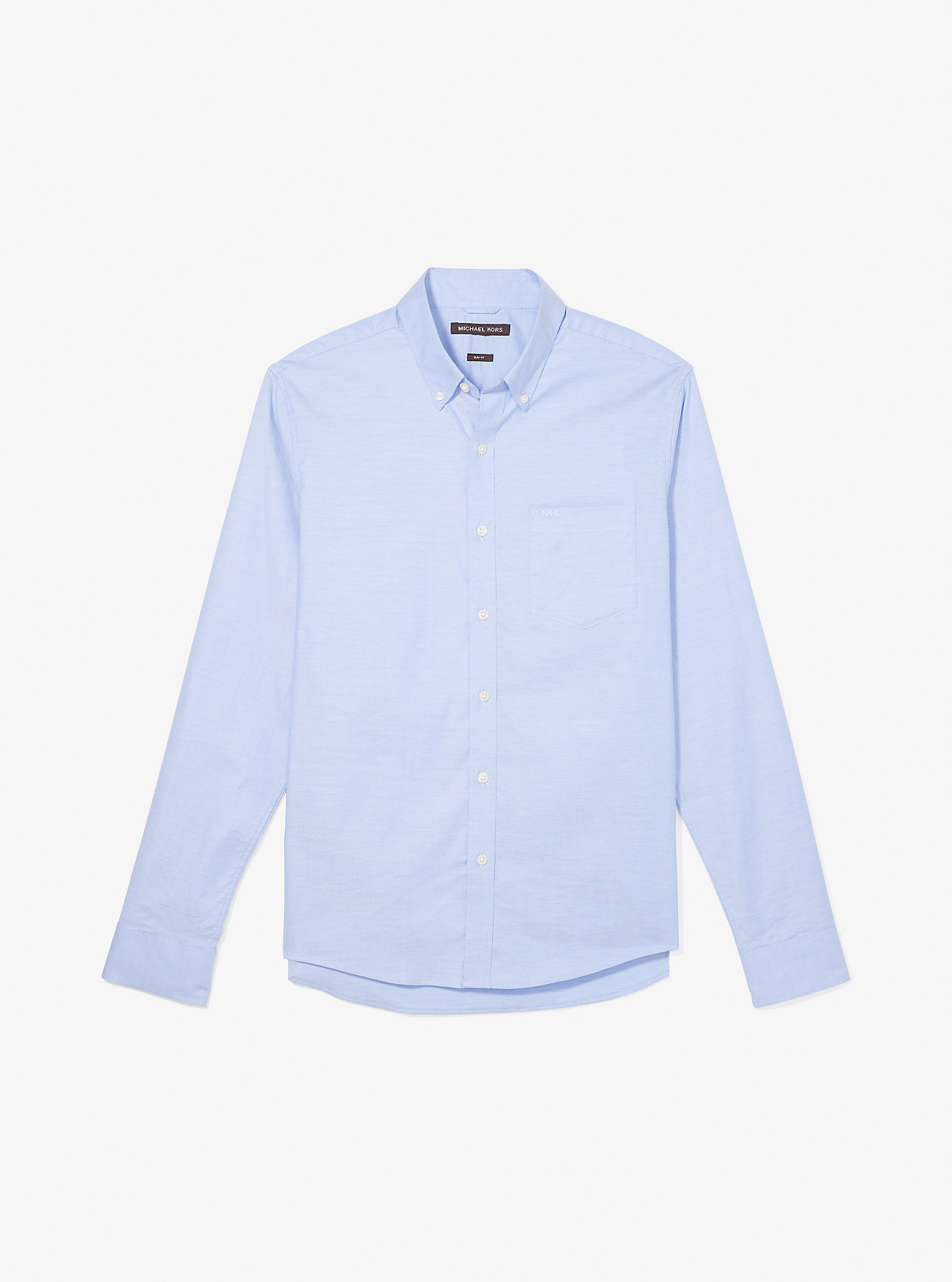 Camicia Oxford in cotone elasticizzato - Blu girocollo