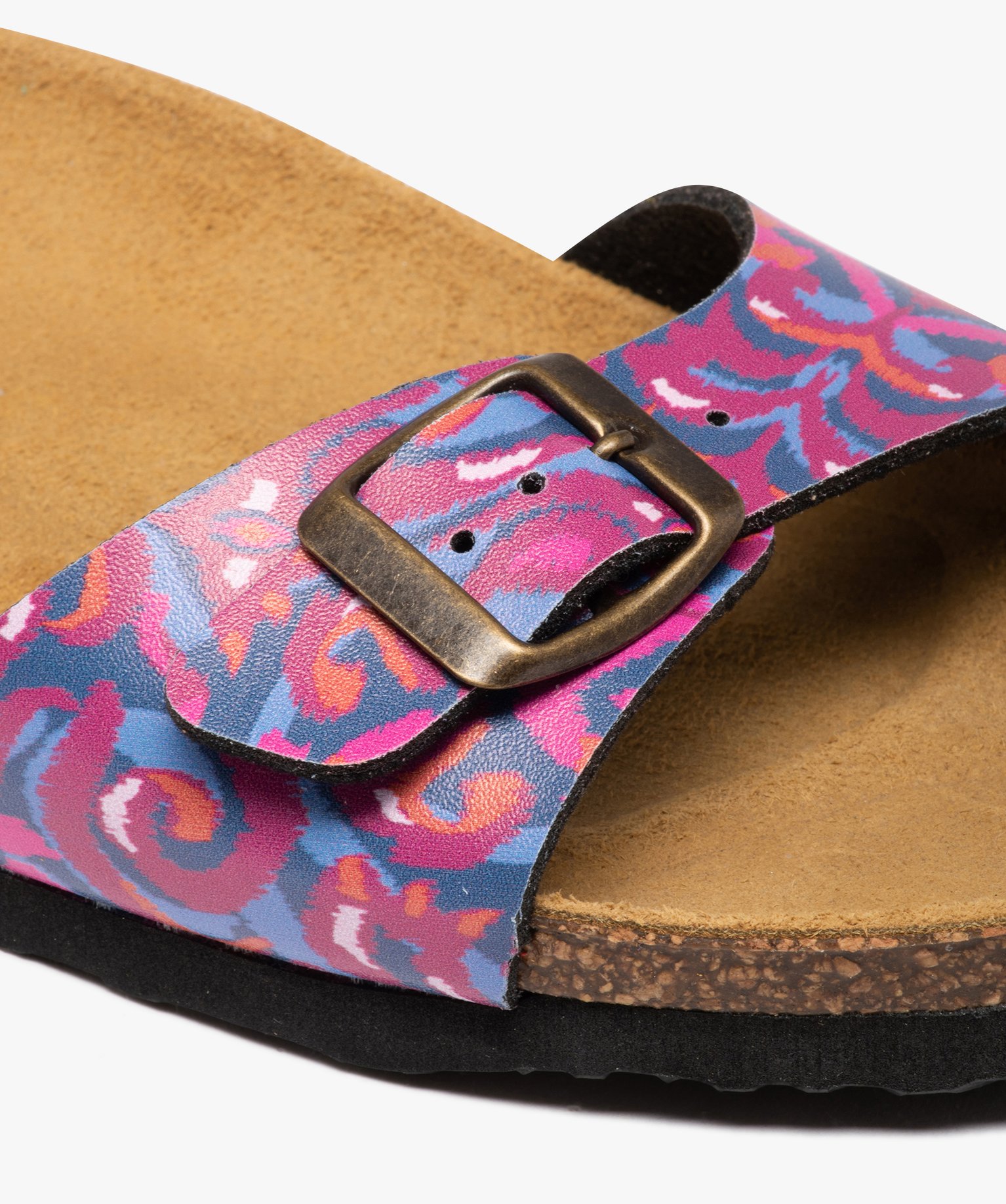 Mules femme à semelle liège et bride ajustable marine | GEMO