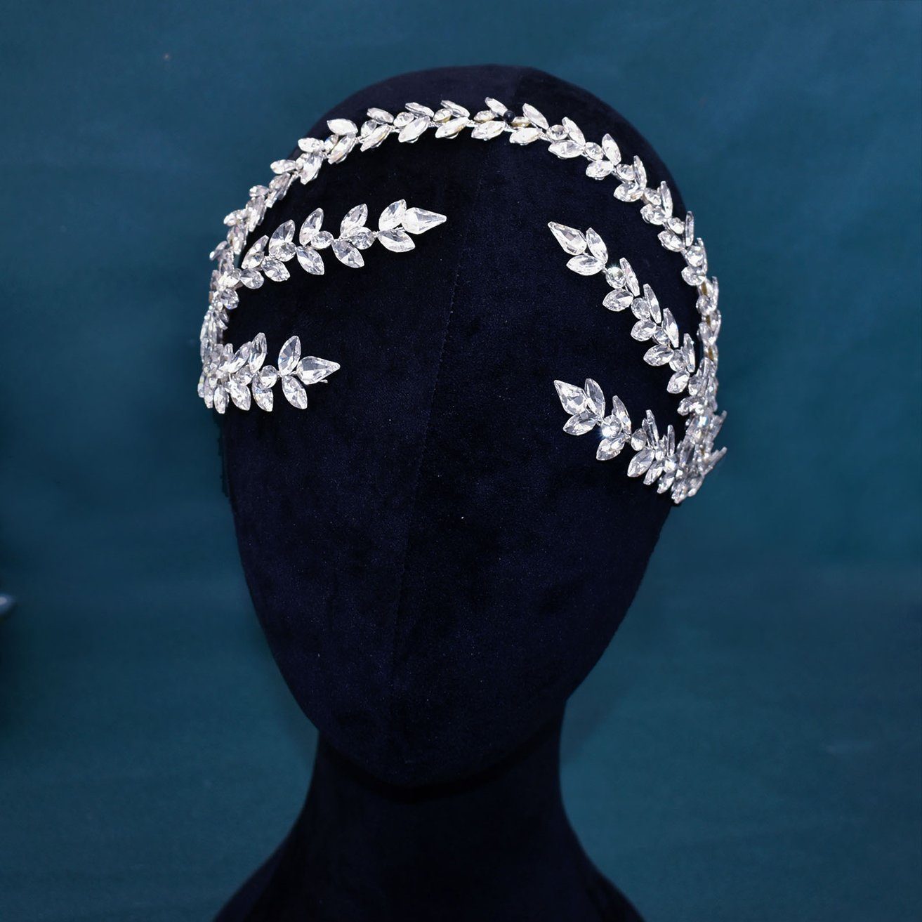 HOHEA H Haarband Kristall-Stirnband, Hochzeits-Haarschmuck, Braut-Haarschmuck, 1-tlg., Hochzeitsdekoration Brautjungfern-Haarschmuck für Party, Silberne Haaraccessoires sind elegante Haaraccessoires für Frauen