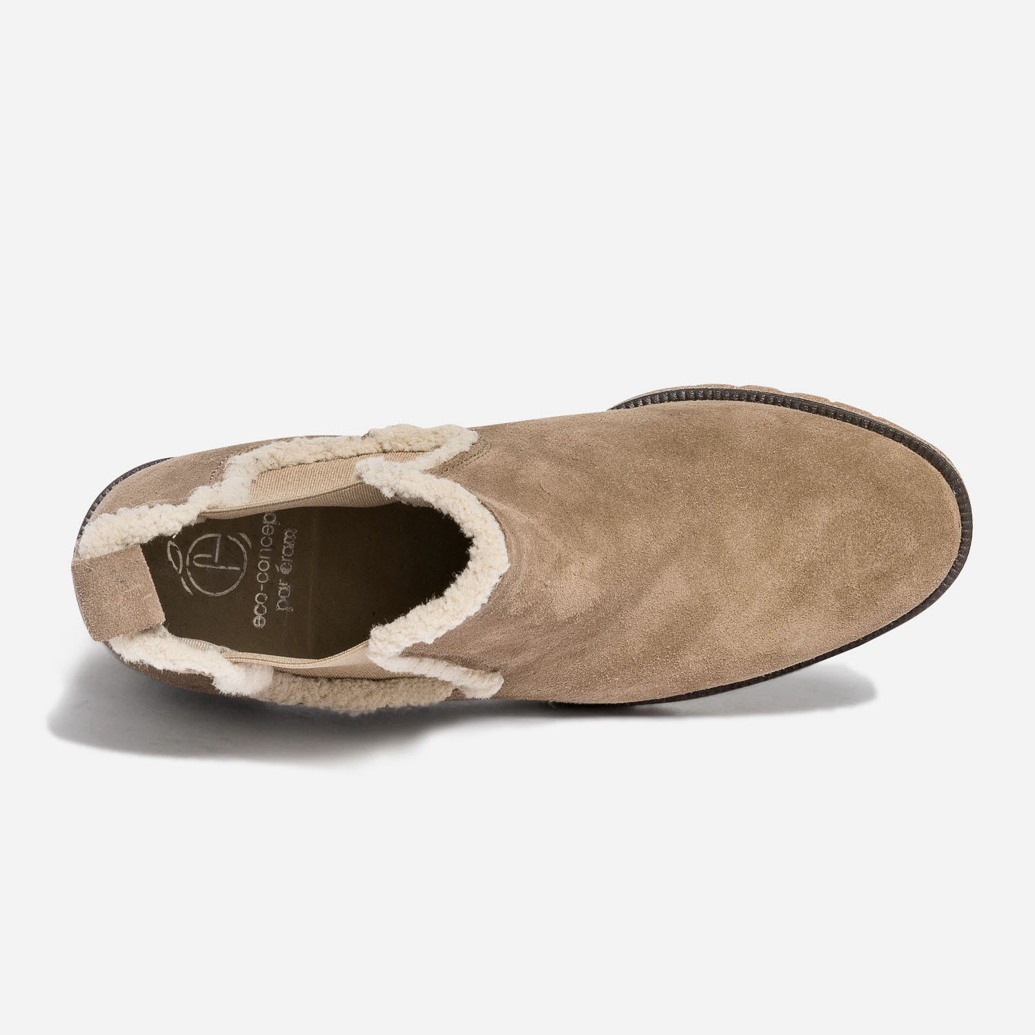 Chelsea boots beige éco-conçu en cuir velours