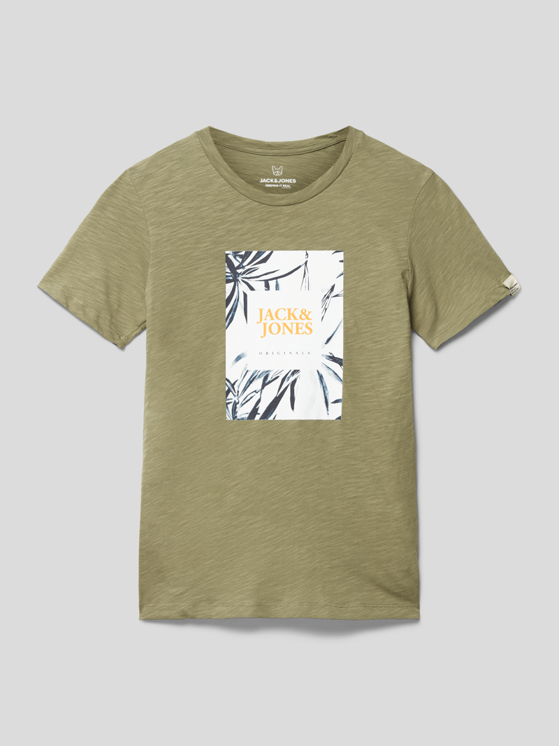 T-Shirt mit Label-Print Modell 'CRAYON' in schilf