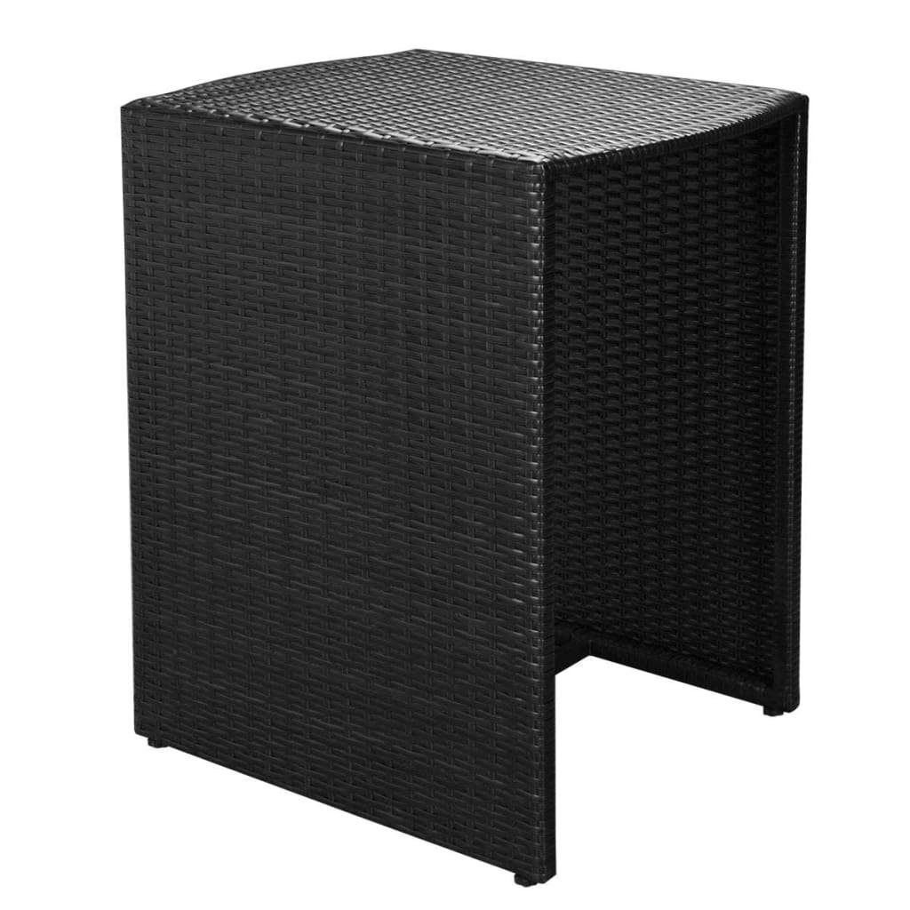 vidaXL Gartenlounge-Set 3-tlg. Bistro-Set mit Auflagen Poly Rattan Schwarz, (3-tlg)