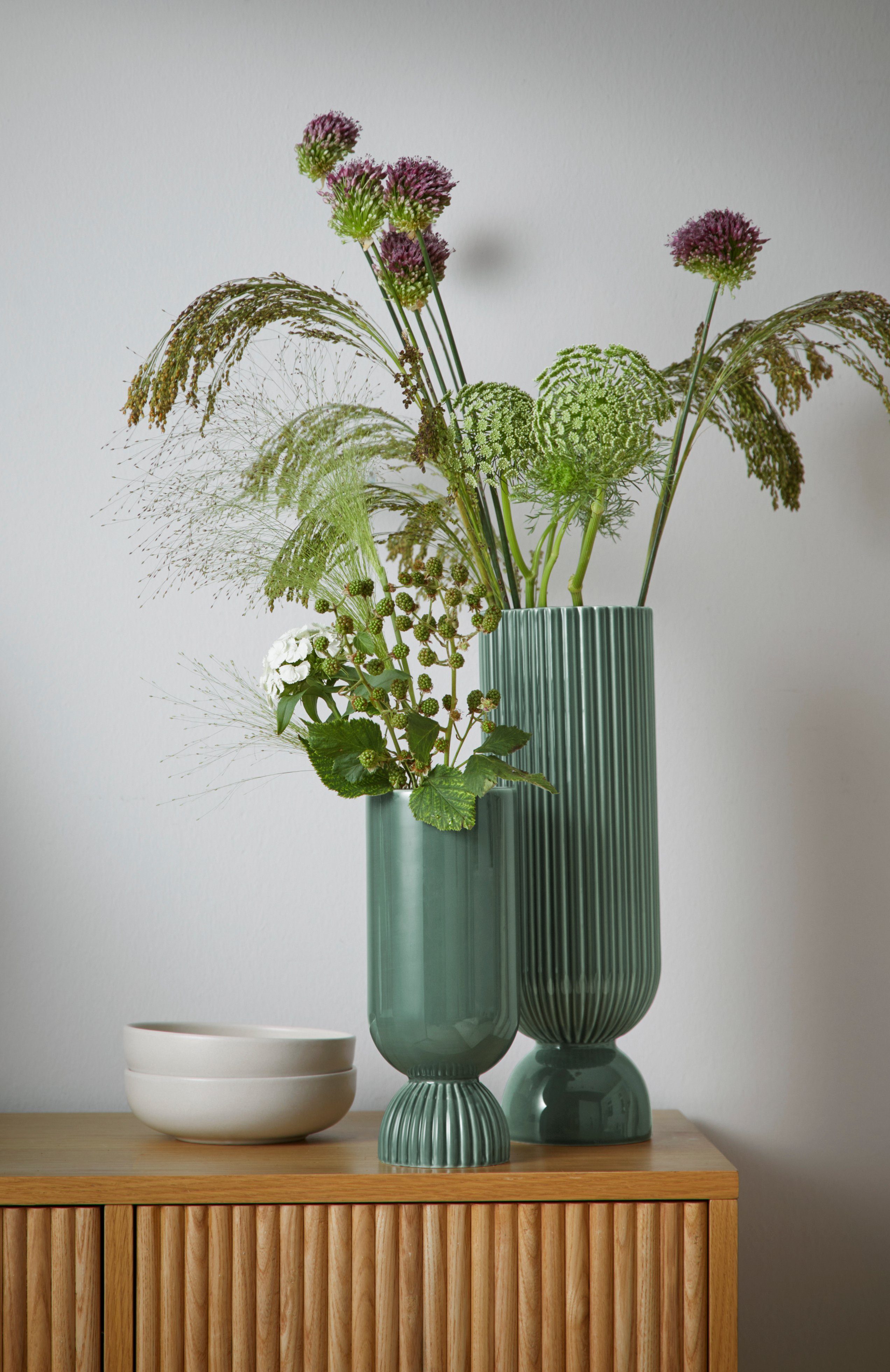 andas Dekovase Vase aus Steingut, Rillen-Optik (1 St), Höhe 37 cm