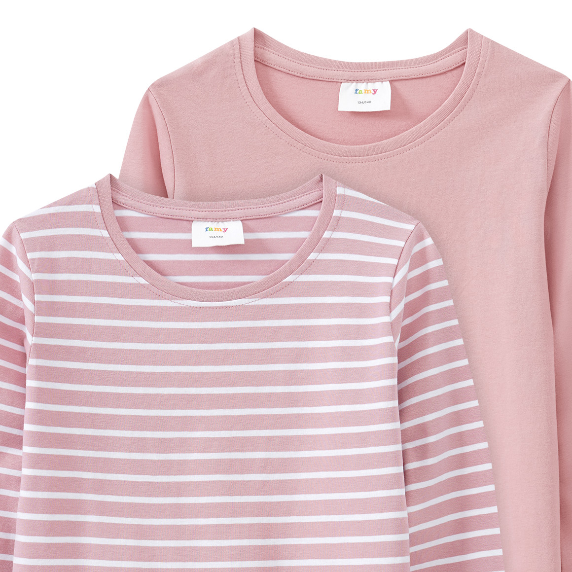 2 Mädchen Langarmshirts im Basic-Style