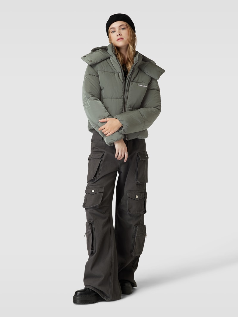 Steppjacke mit Label-Stitching Modell 'VANATI' in dunkelgrün