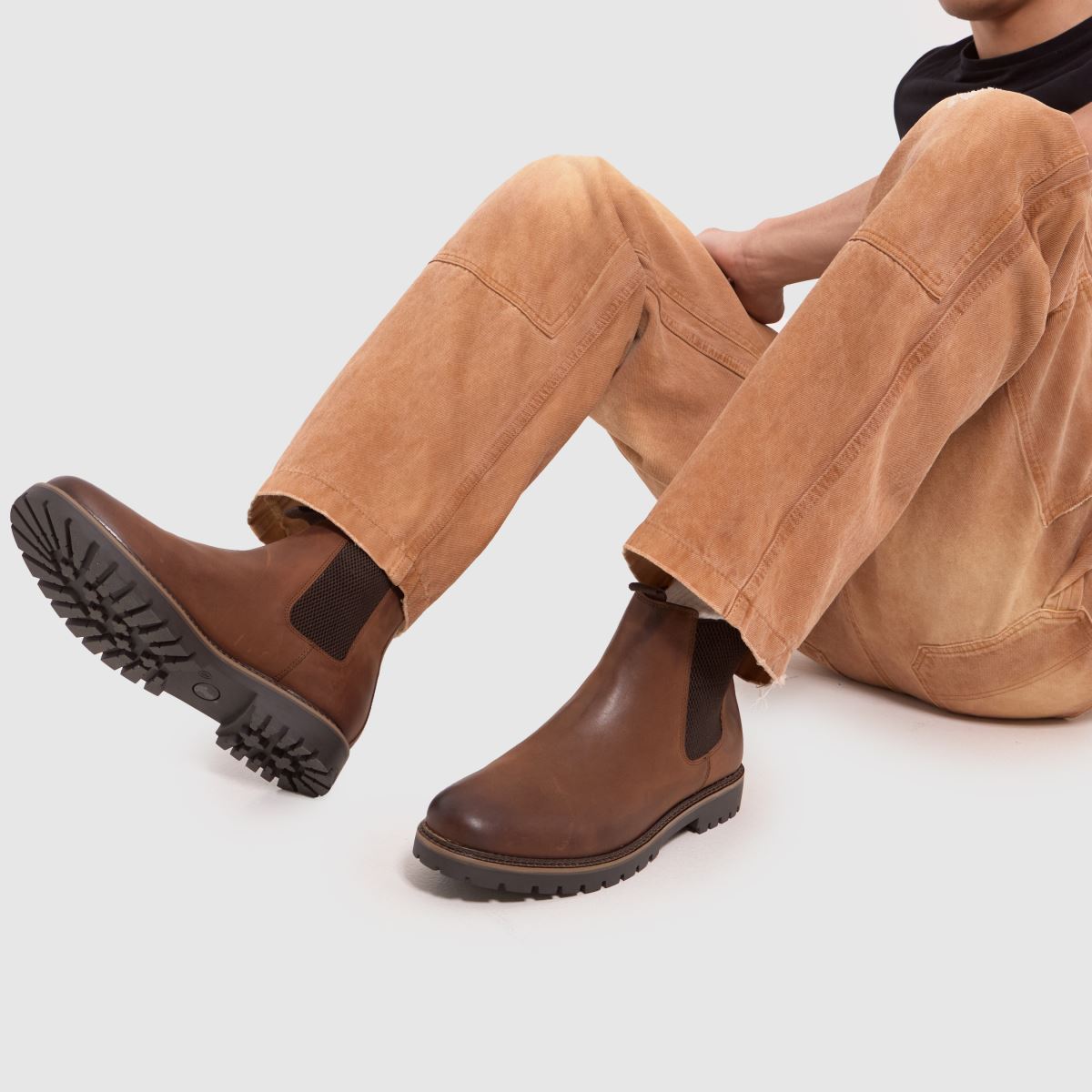 Schuh Wide Fit Dawson bőr csizma barna színben