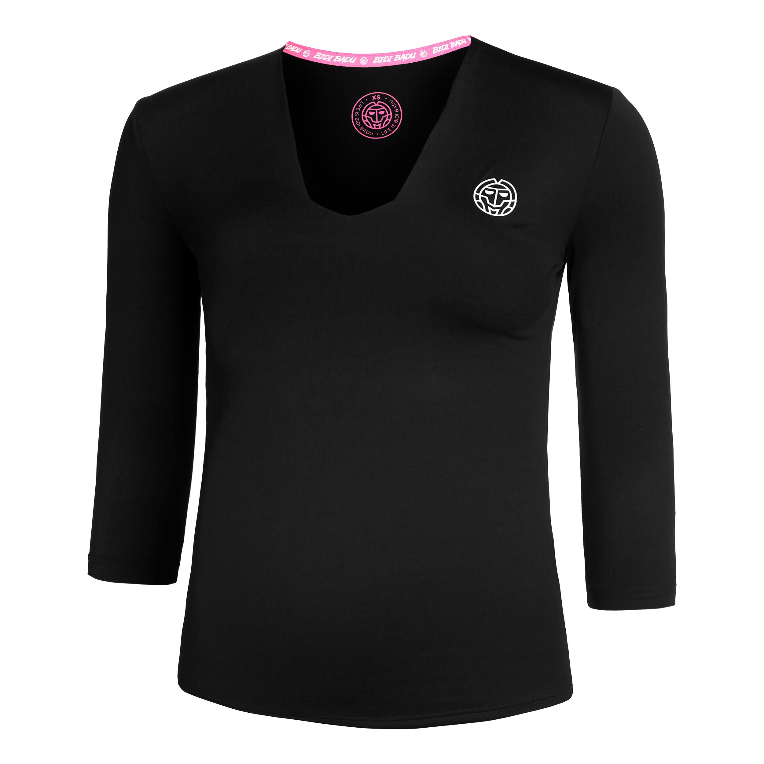 Ariana Tech V-Neck Longsleeve Damen - Schwarz, Weiß