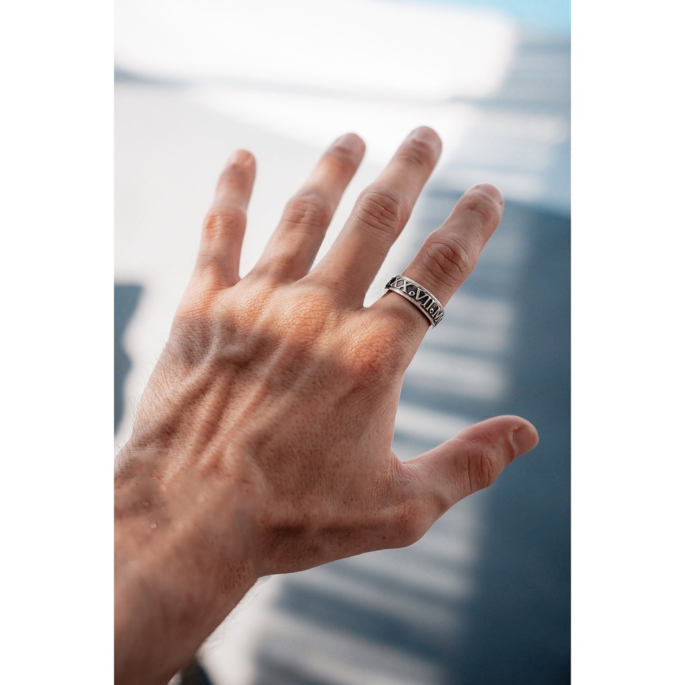 caï Bague pour hommes 925 Argent noir Bague