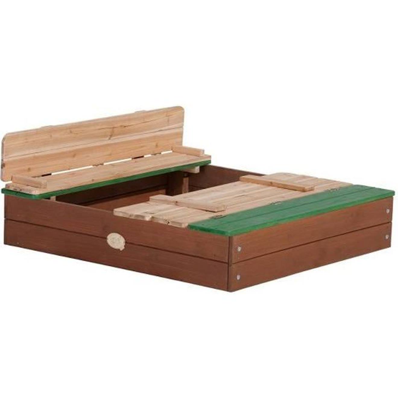 AXI Ella XL Bac à Sable Enfant | Bac à Sable pour Enfants en Bois avec Couvercle marron & vert | 120 x 120 cm marron