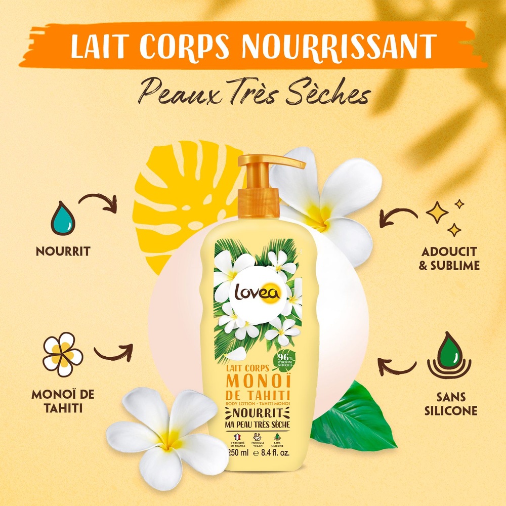lovea Lait Corps Monoï de Tahiti Lait Corps - Peaux Très Sèches