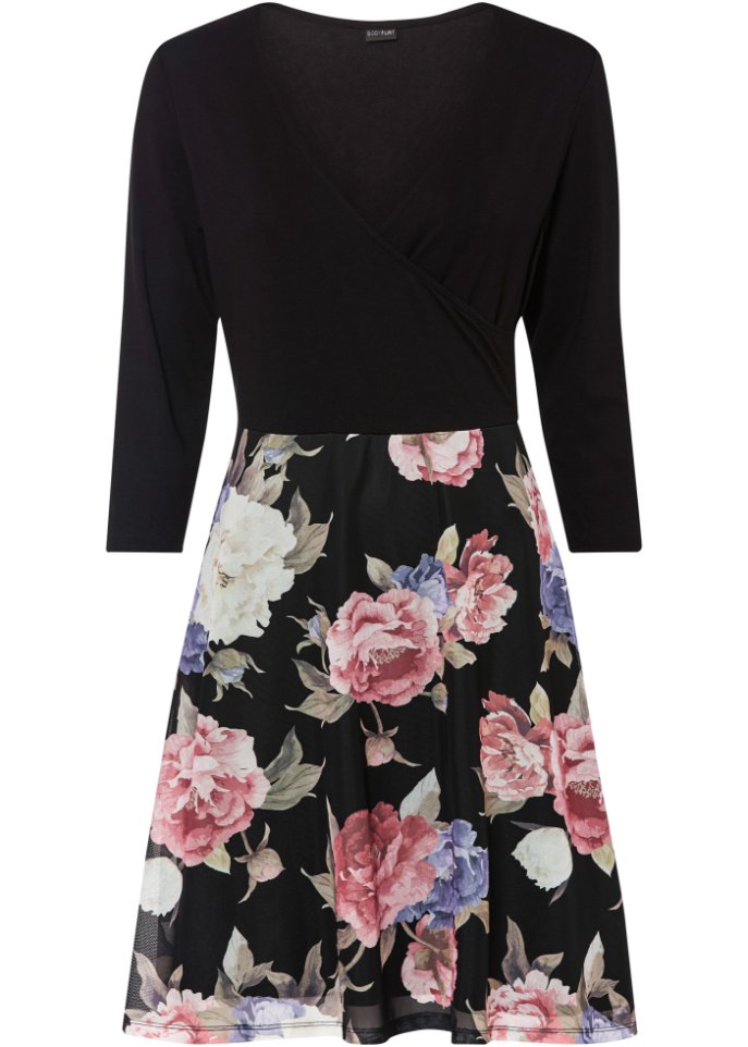 Kleid mit bedrucktem Mesh-Rock