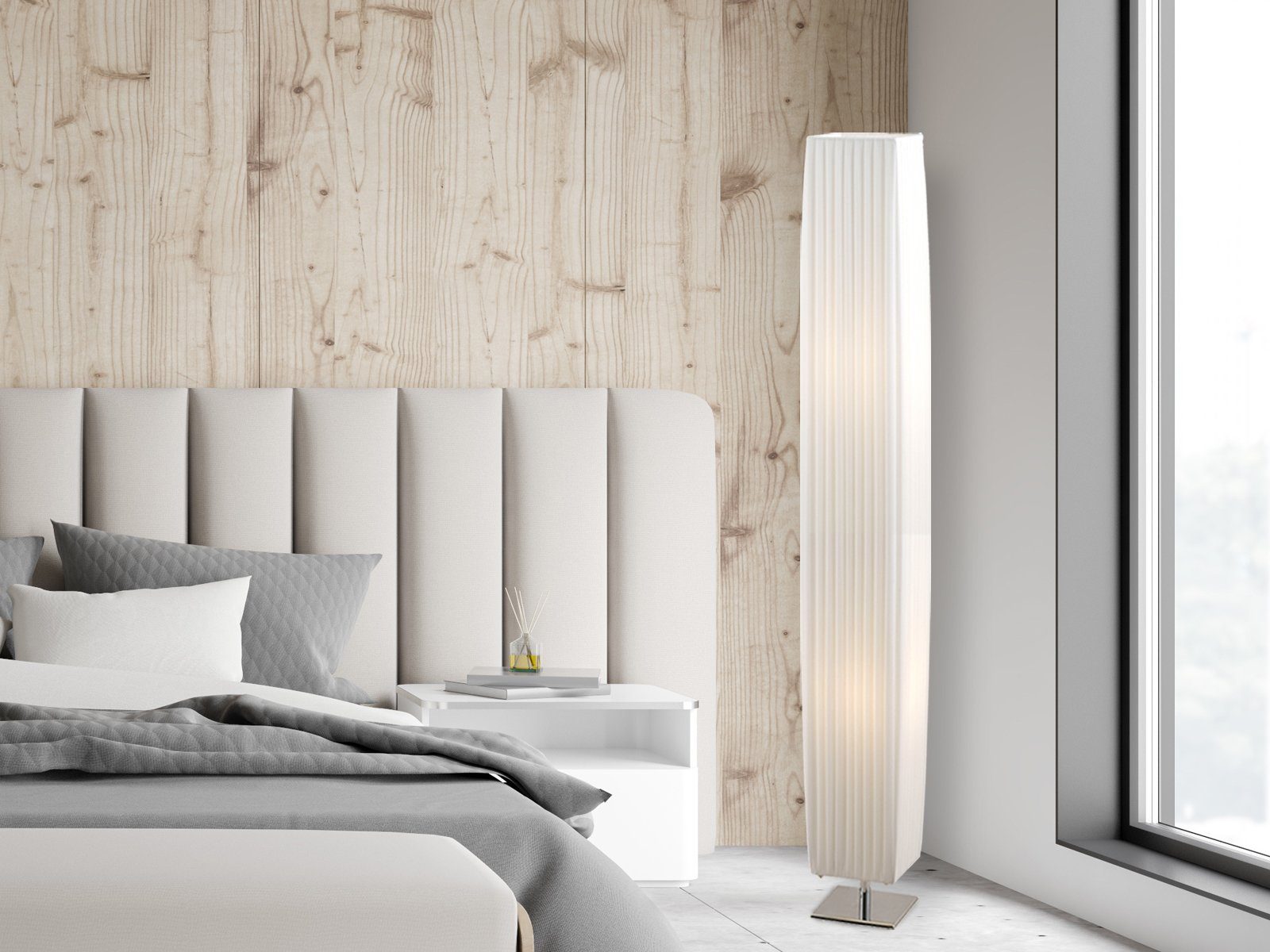 meineWunschleuchte LED Stehlampe, LED wechselbar, warmweiß, dimmbar klein-e Stoff-lampe Plissee Designer-lampe Ecke, Höhe 119cm