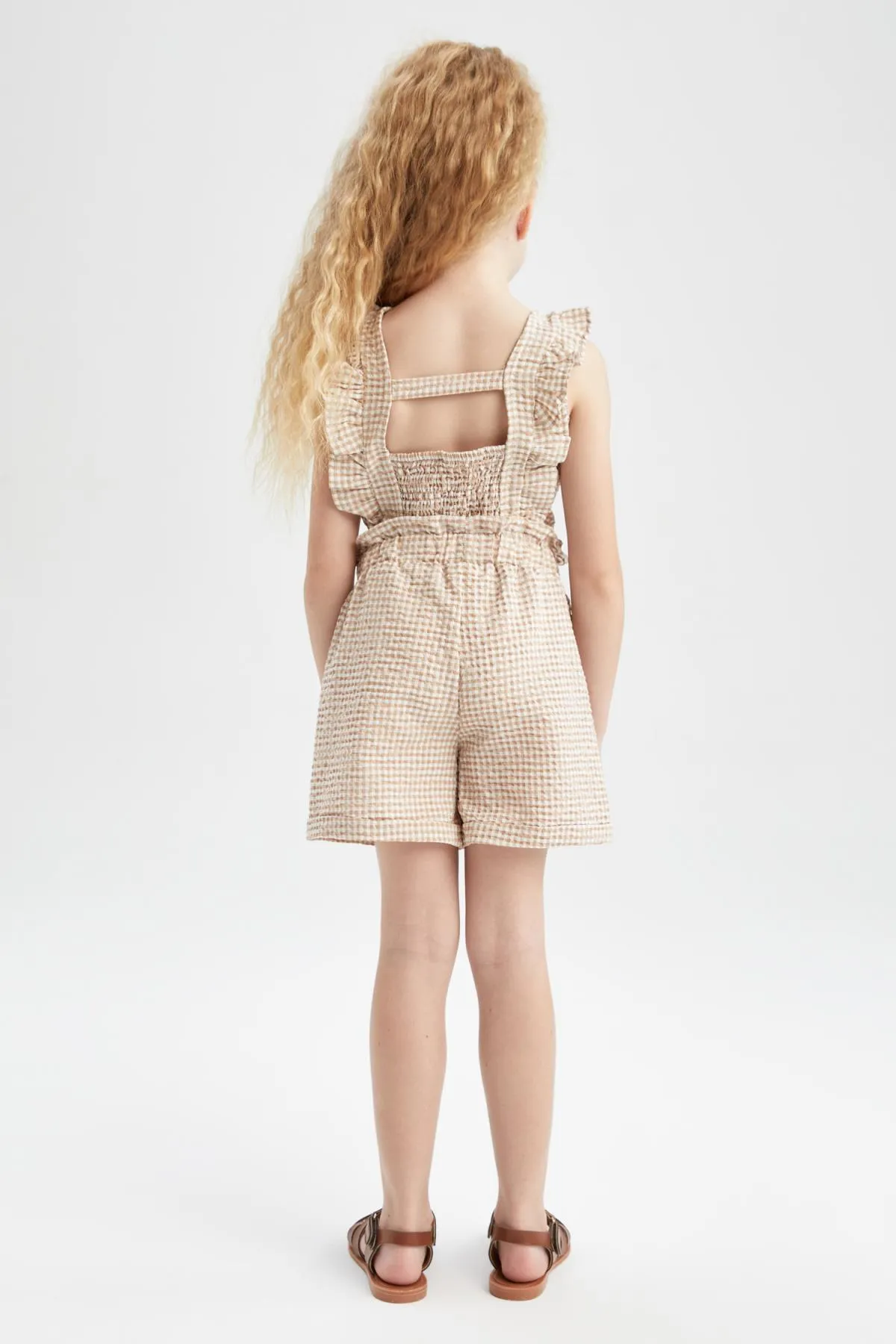 DeFacto  Ärmellose Gingham-Bluse mit Rundhalsausschnitt für Mädchen