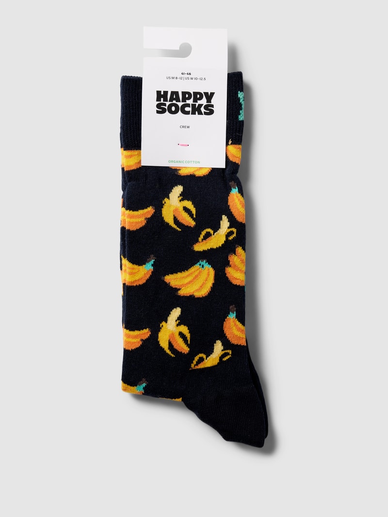 Socken mit Allover-Muster Modell 'Banana' in marineblau