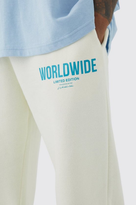 Jogginghose mit geteiltem Saum und Worldwide-Print