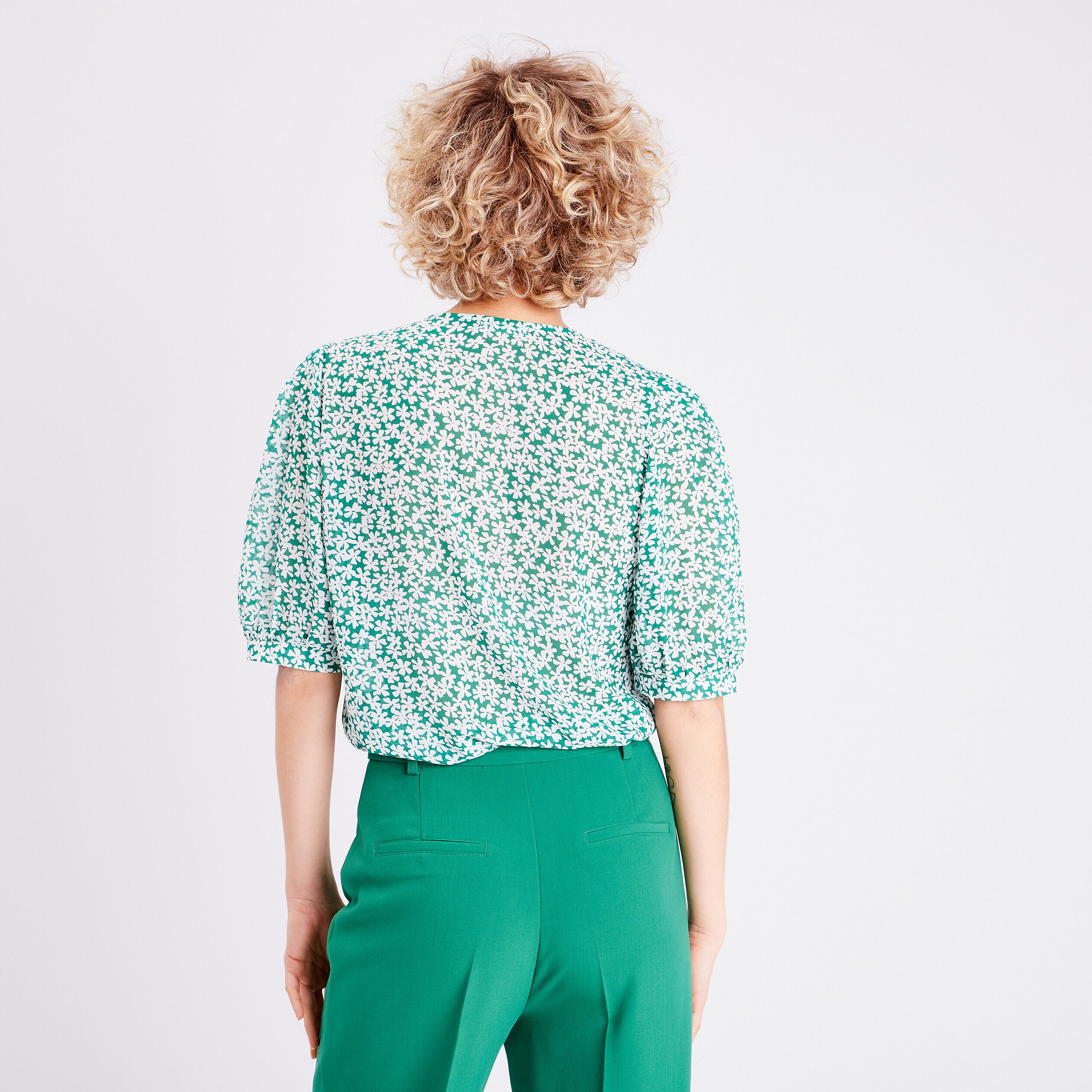 Blouse manches courtes vert femme | Cache Cache