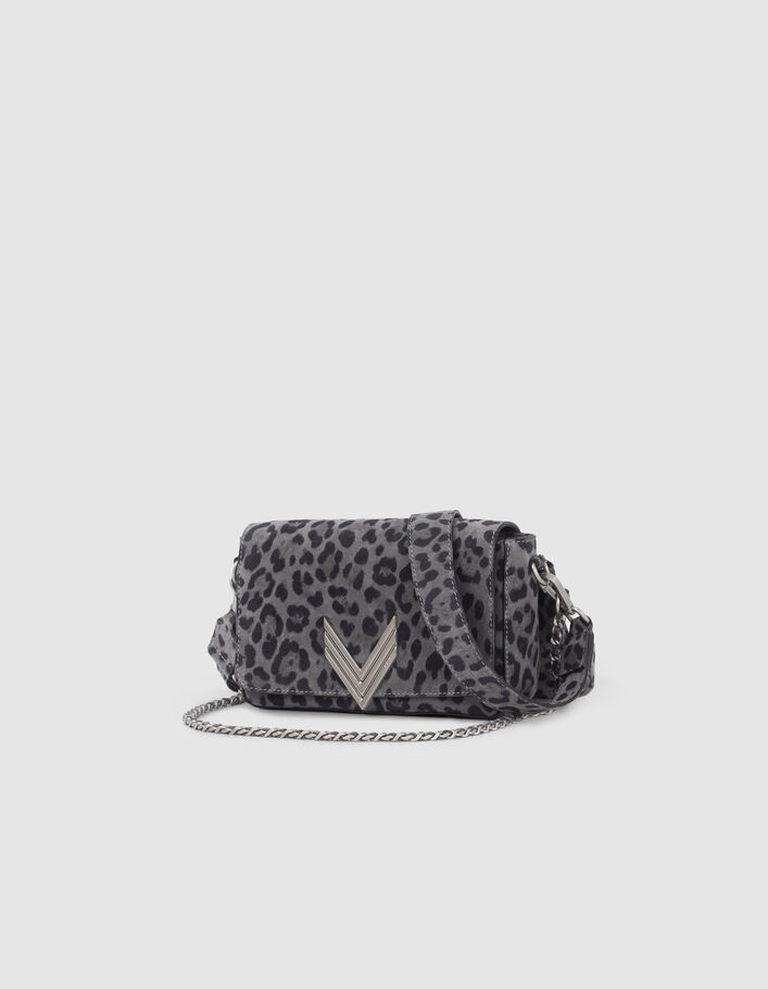 Le 111 BROOKLYN gris cuir velours motif léopard Femme