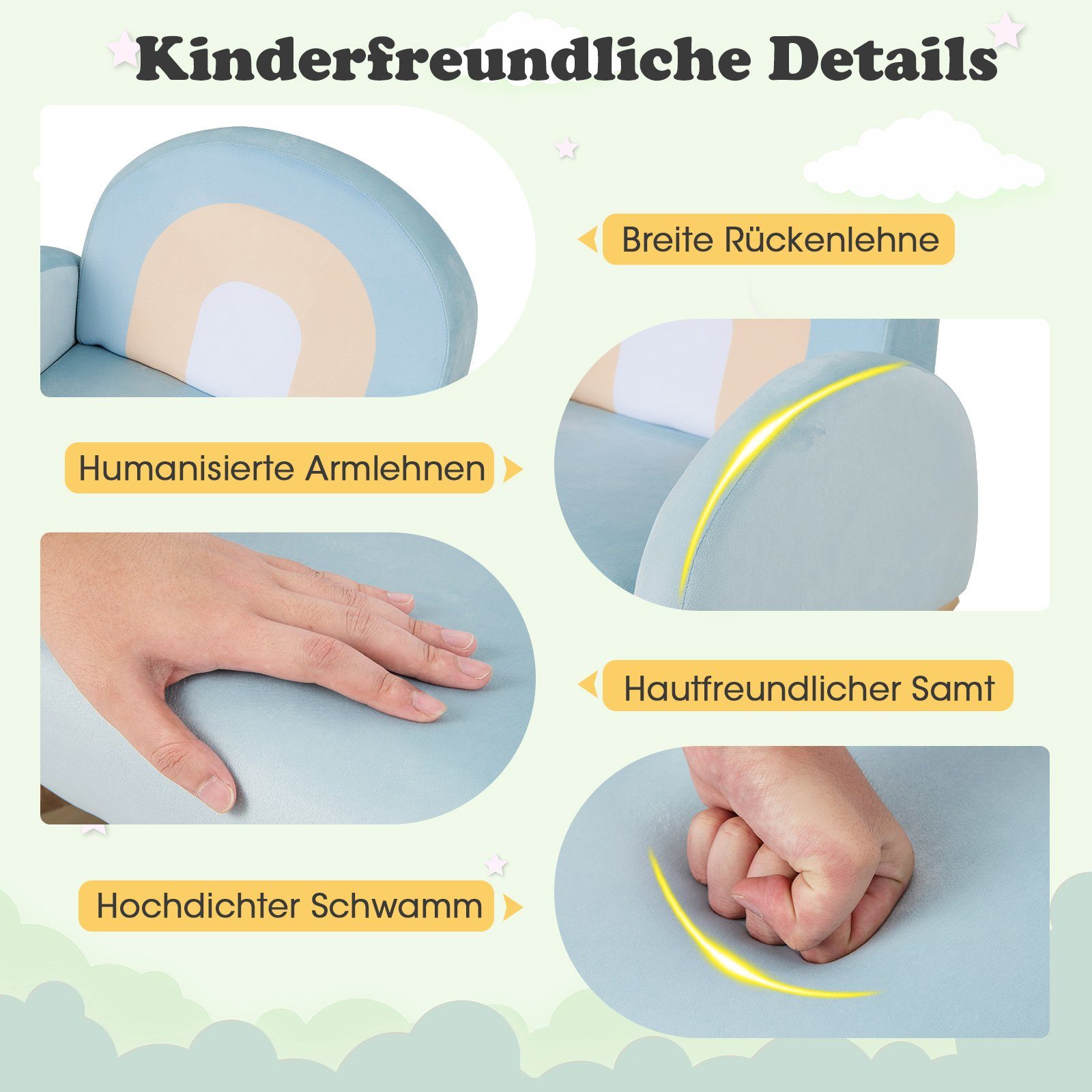 COSTWAY Kindersessel Schaukelstuhl, bis 50kg, gepolstert