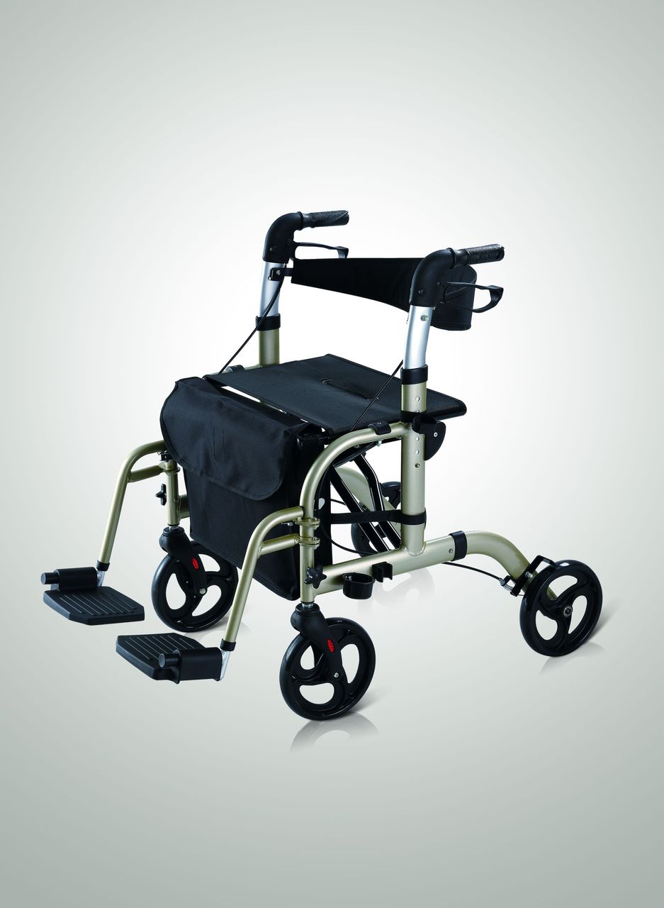 ANTAR Alu Vierrad-Rollator mit einklappbaren Fußstützen AT51005