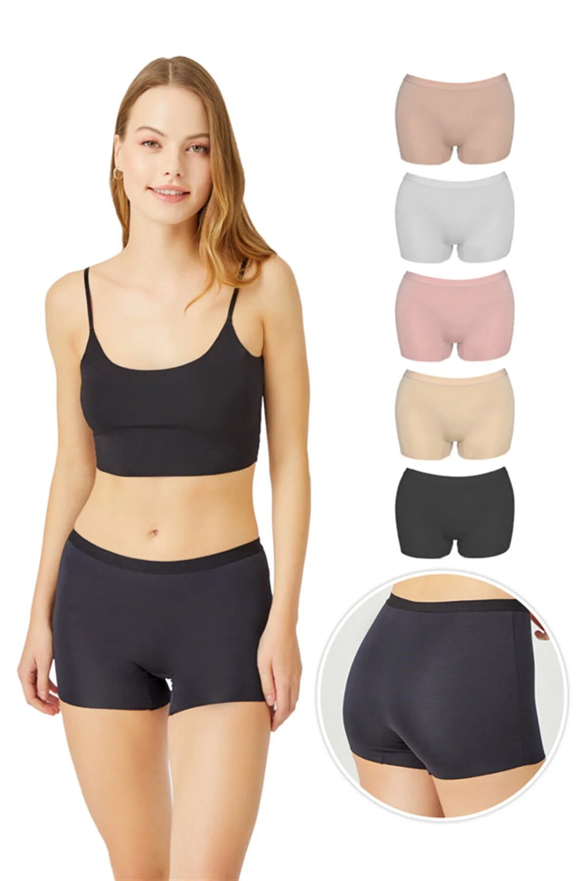 Cottonhill  Basic Laser Cut Nahtlose Damen-Boxershorts im 5er-Pack