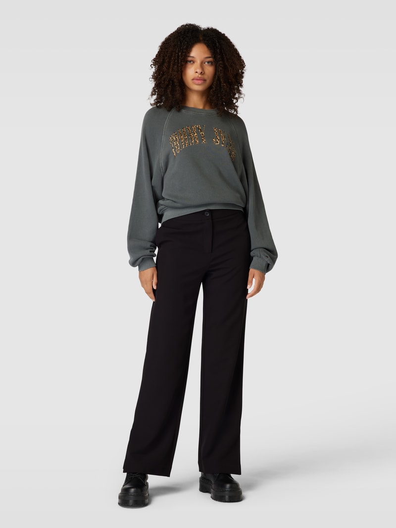 Sweatshirt mit Label-Print in mittelgrau